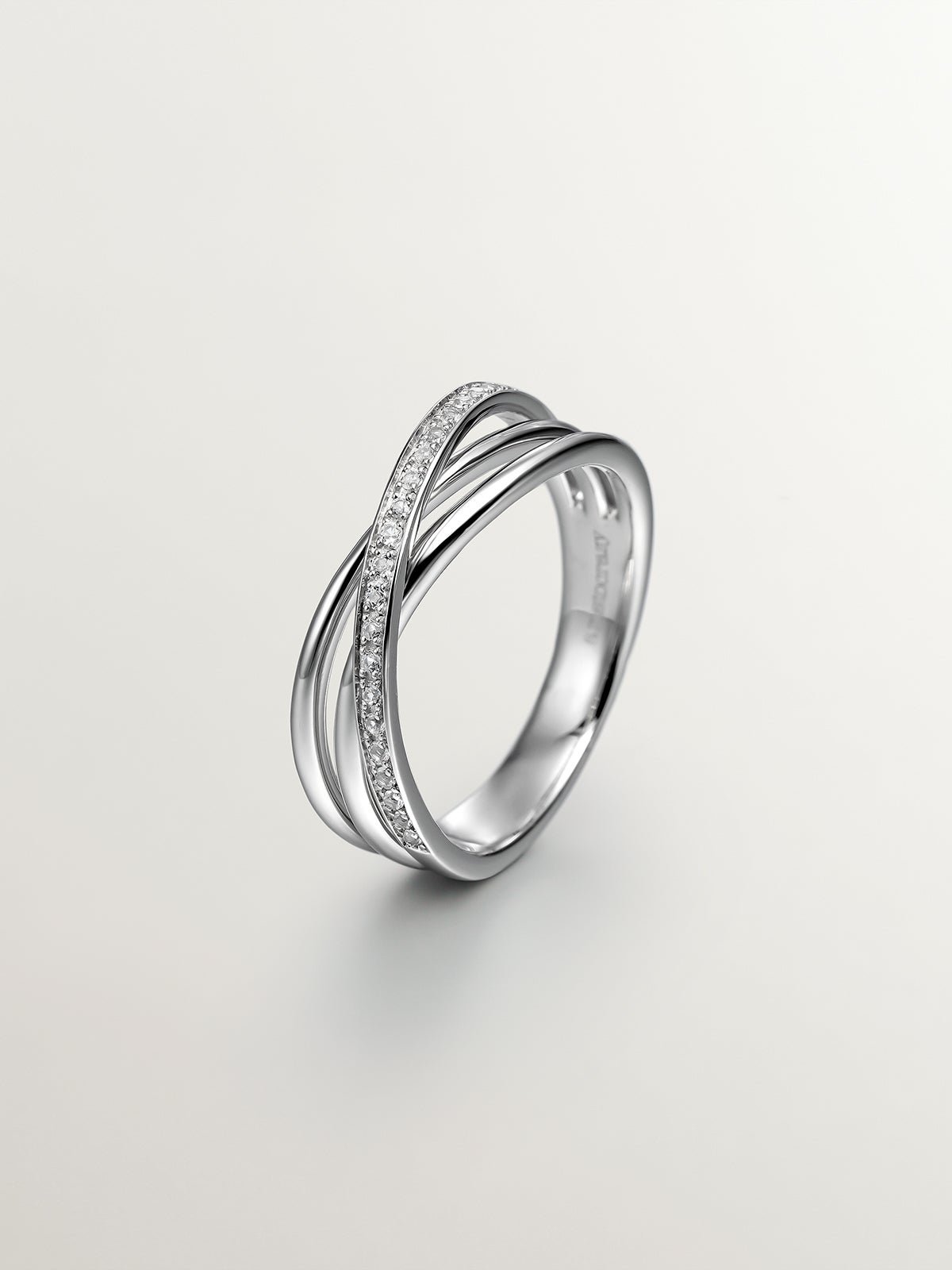 Anillo doble de plata 925 con topacios blancos