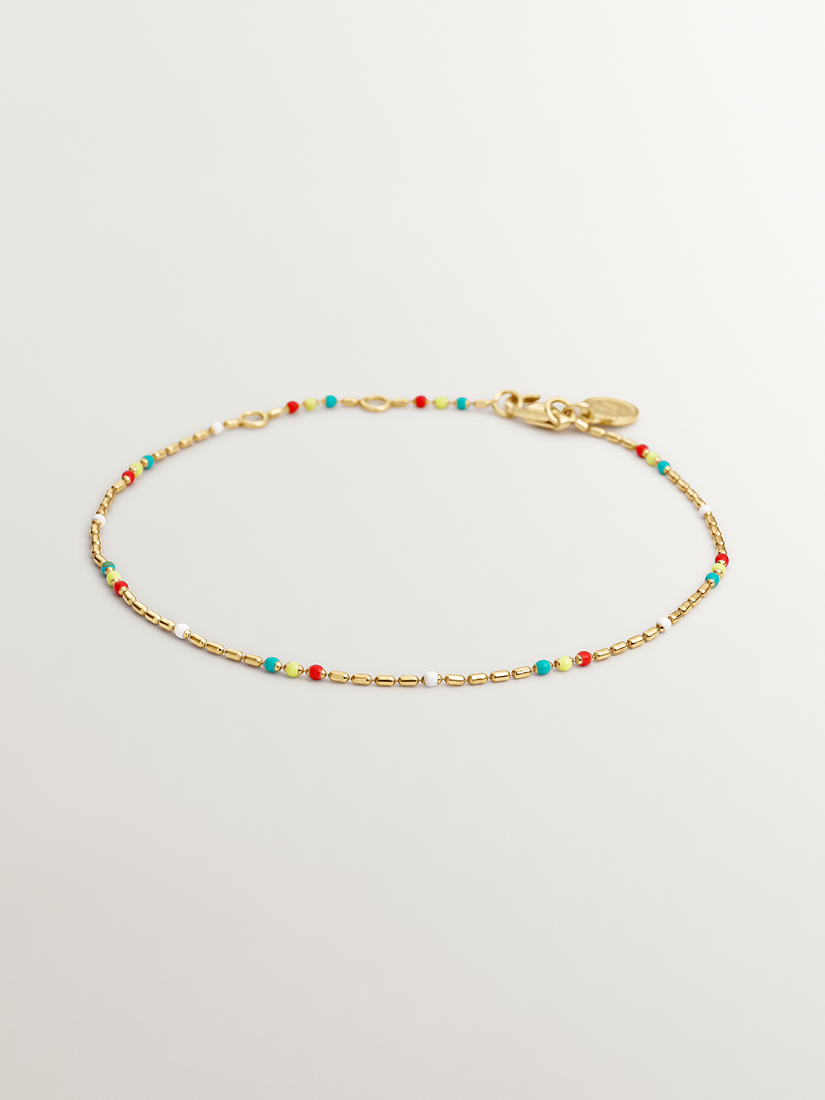925 silver chain bathed in 18K yellow gold with multicolor enamel.