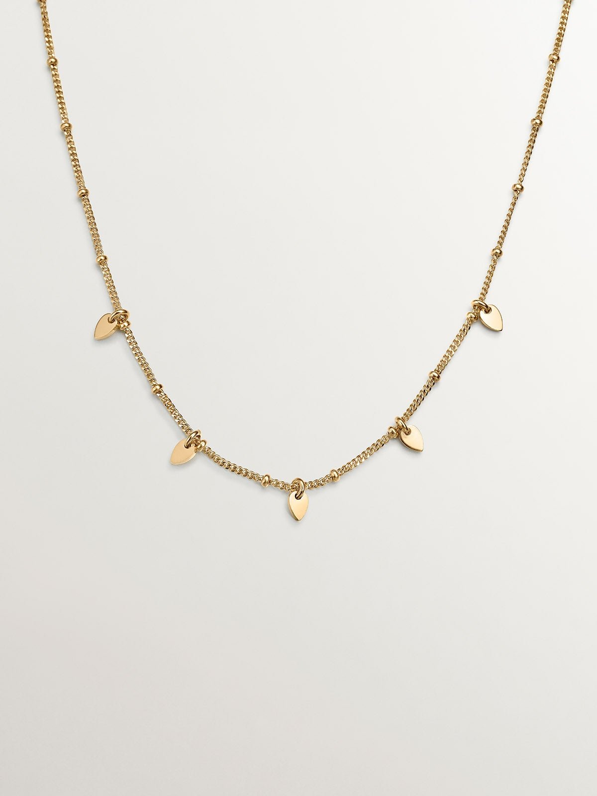 Collar de plata 925 bañada en oro amarillo de 18K con hojas