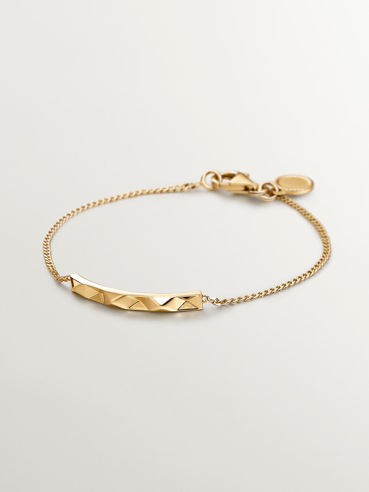 925 Bracelet en argent baigné en or jaune 18 carats avec une texture géométrique