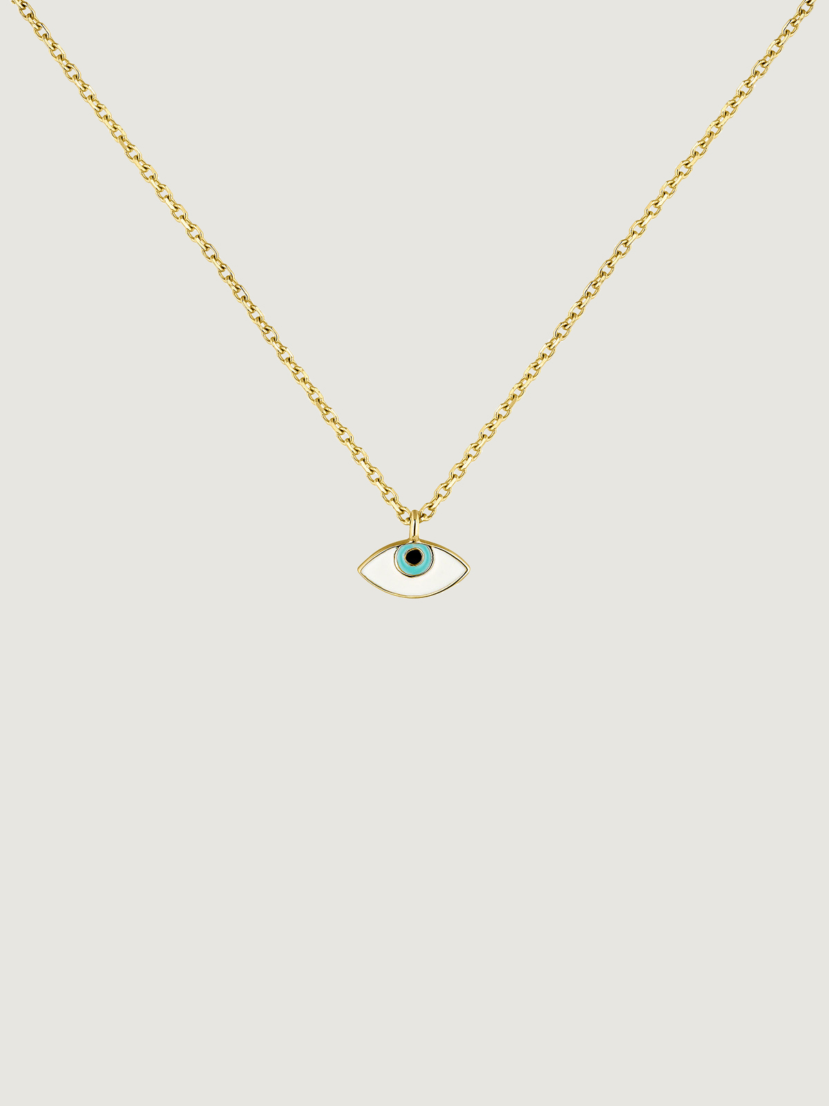 Colgante de oro amarillo de 9K con ojo y esmaltado multicolor