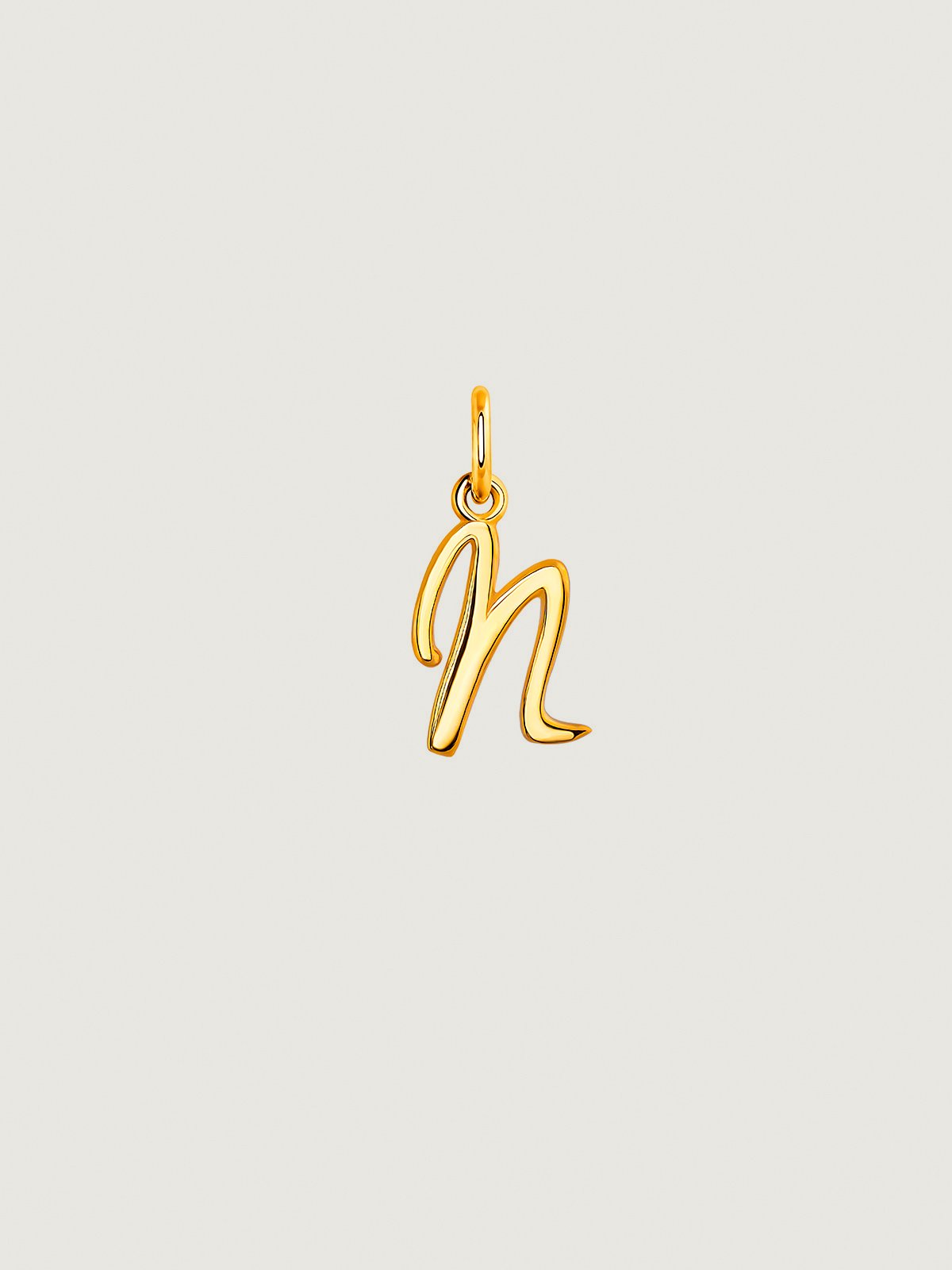 18K yellow gold plated 925 silver charm with initial N.