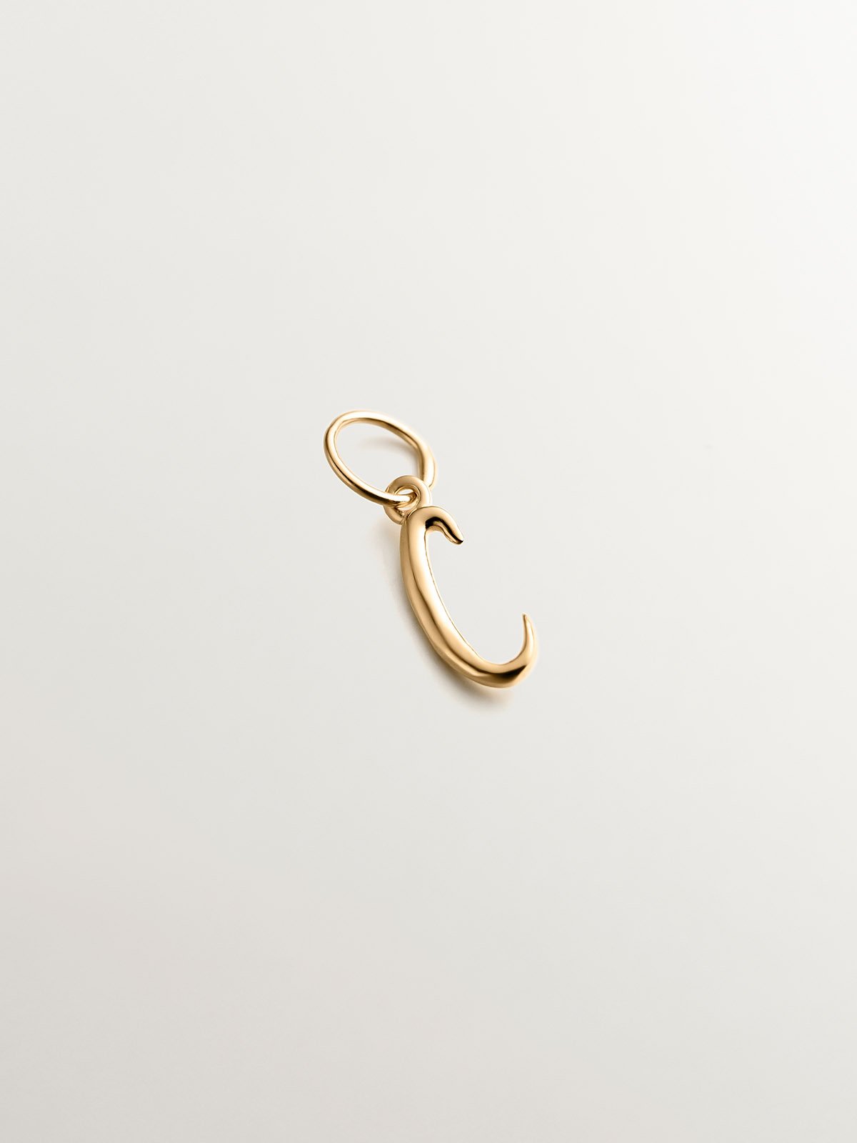 18K Yellow Gold Plated 925 Silver Charm with Initial C