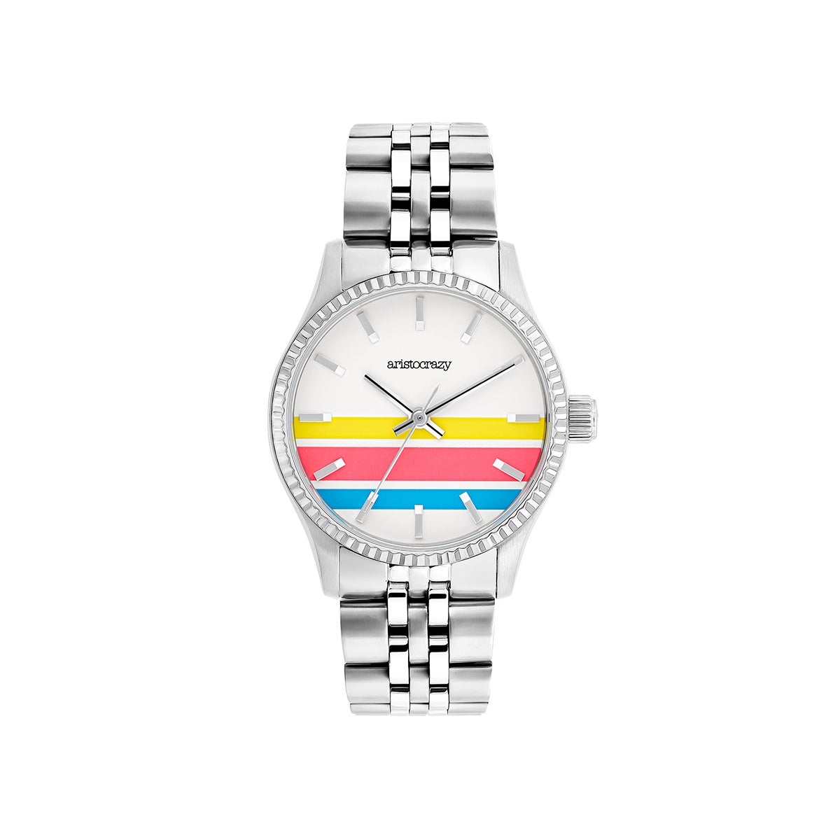 St. Barth Armis with a gray steel strap and striped sphere
