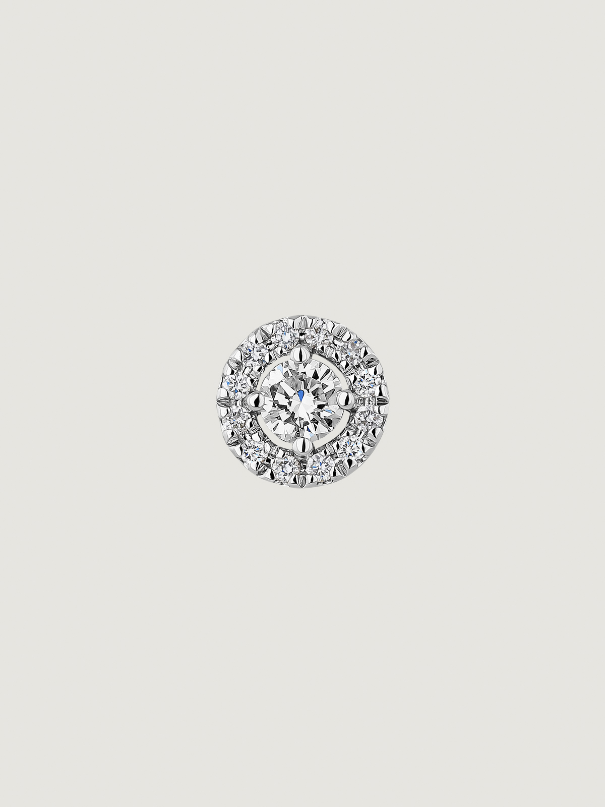 Single 18K white gold earring with diamond rosette 0.16 cts.