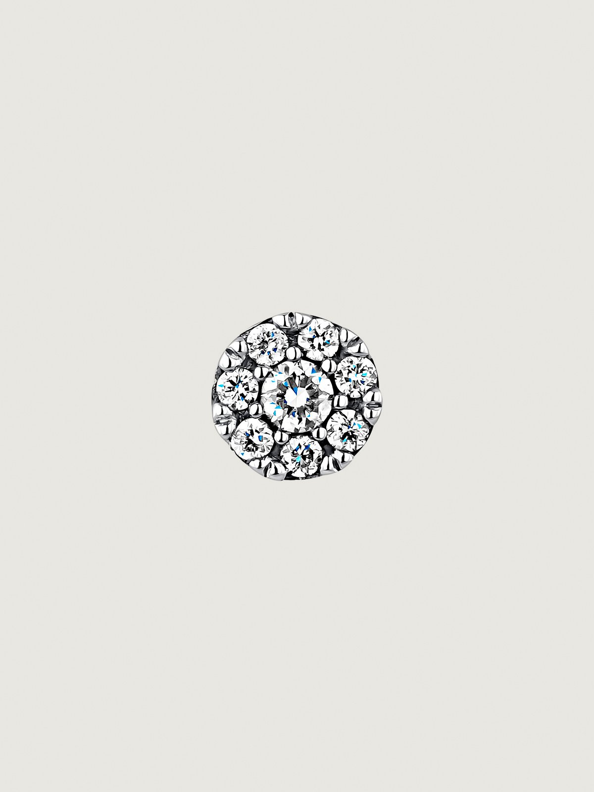 Individual 18K white gold earring with diamond rosette 0.06 cts.