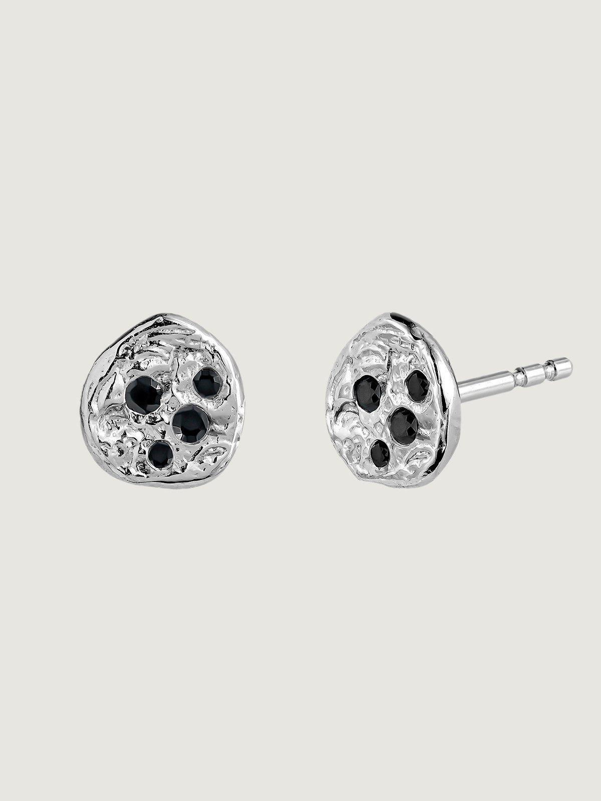 Pendientes de plata 925 con relieve y espinelas negras