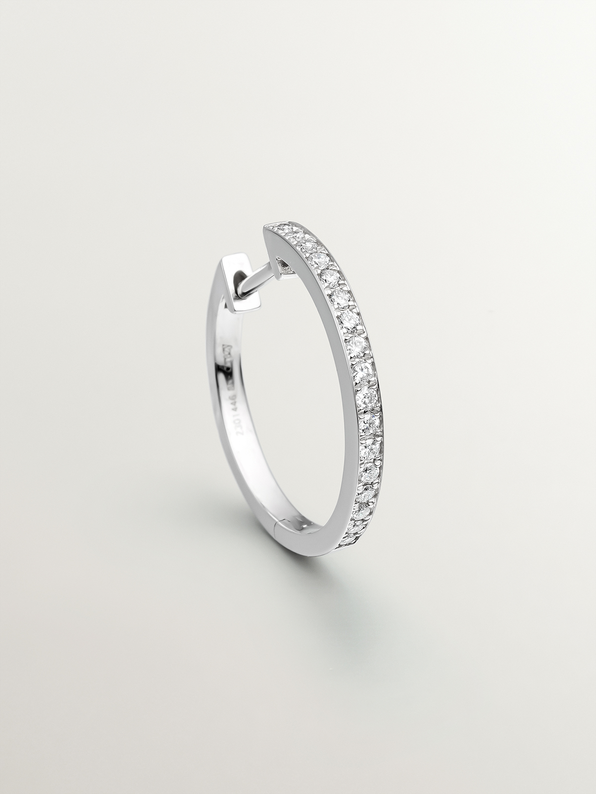 18K White Gold Small Hoop Earring with Diamonds