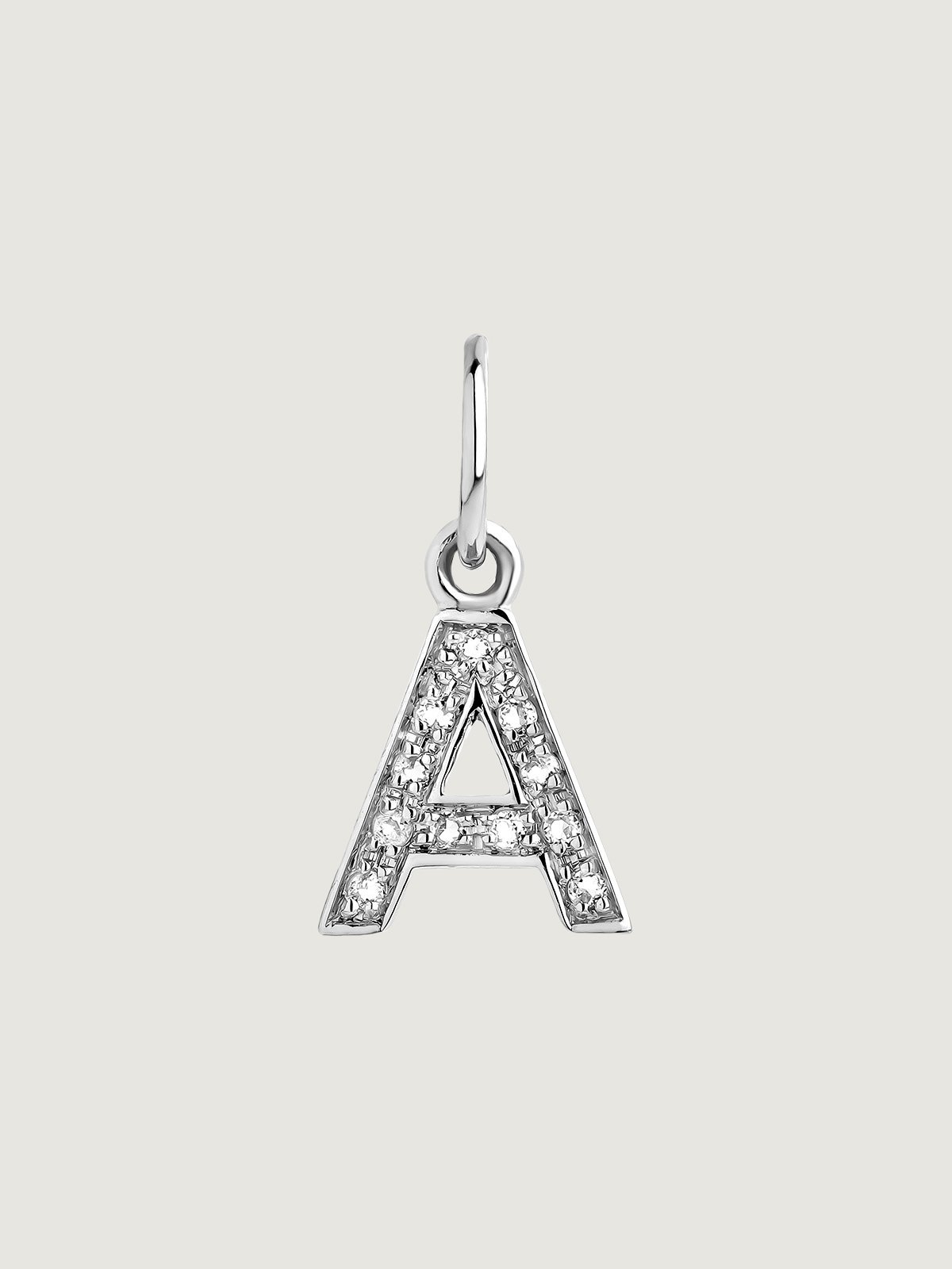 925 Silver Charm and white topaz initial A.