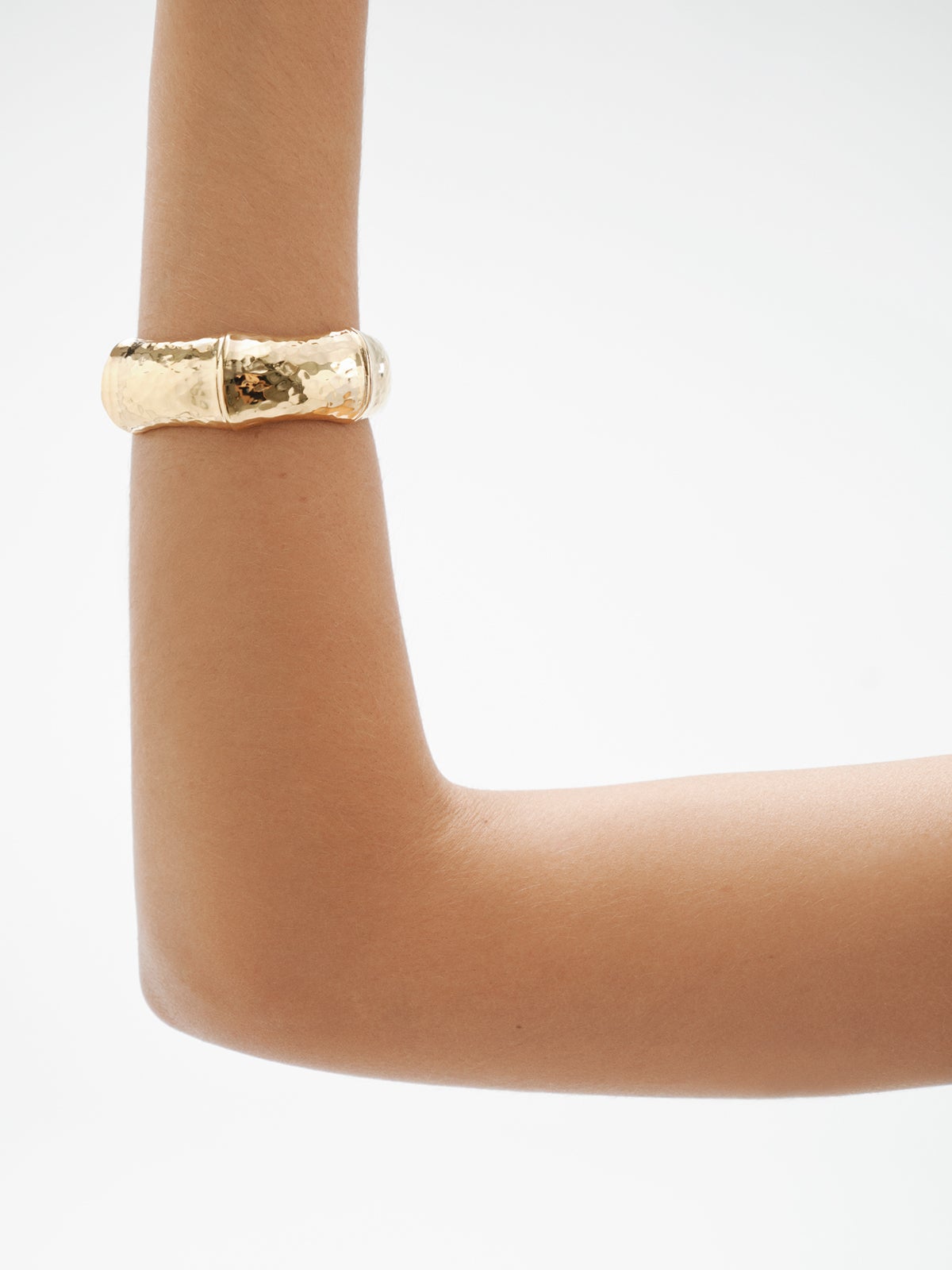 Brazalete rígido de plata 925 bañada en oro amarillo de 18K con forma de bambú