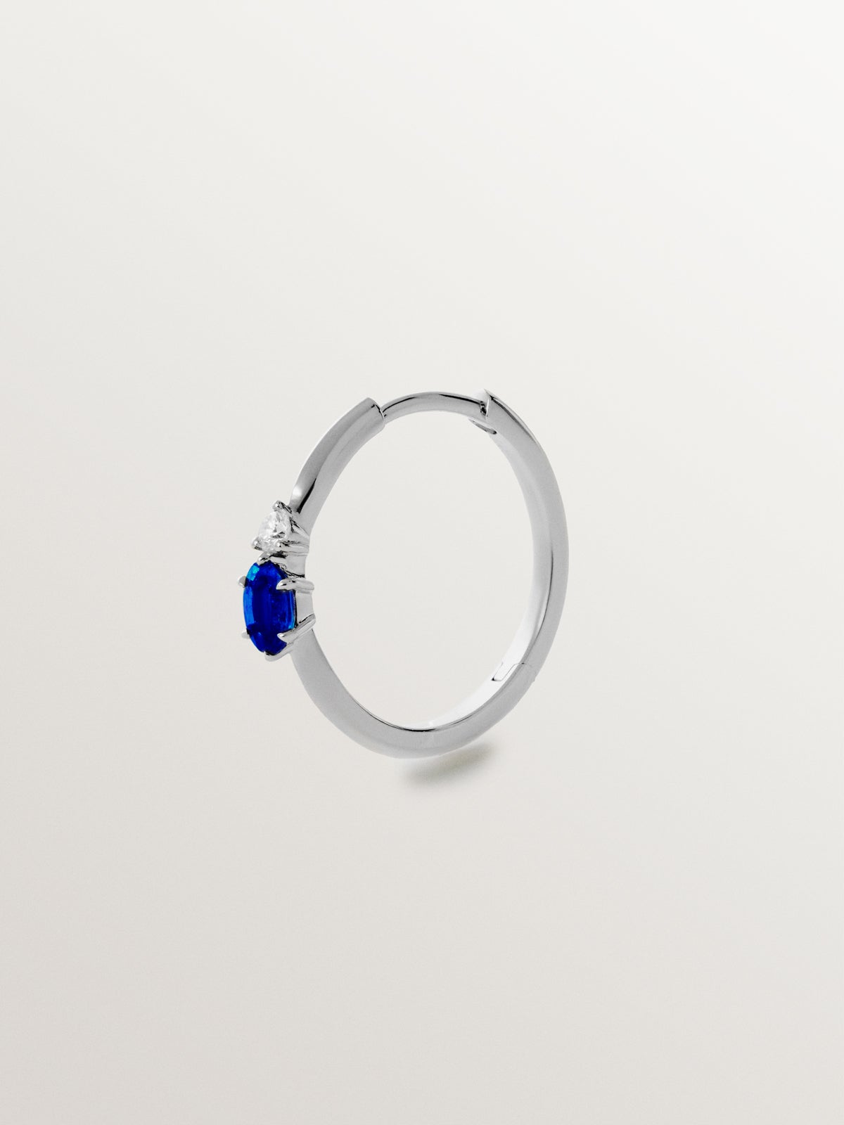 9K White Gold Sapphire and Diamond Single Hoop Earring