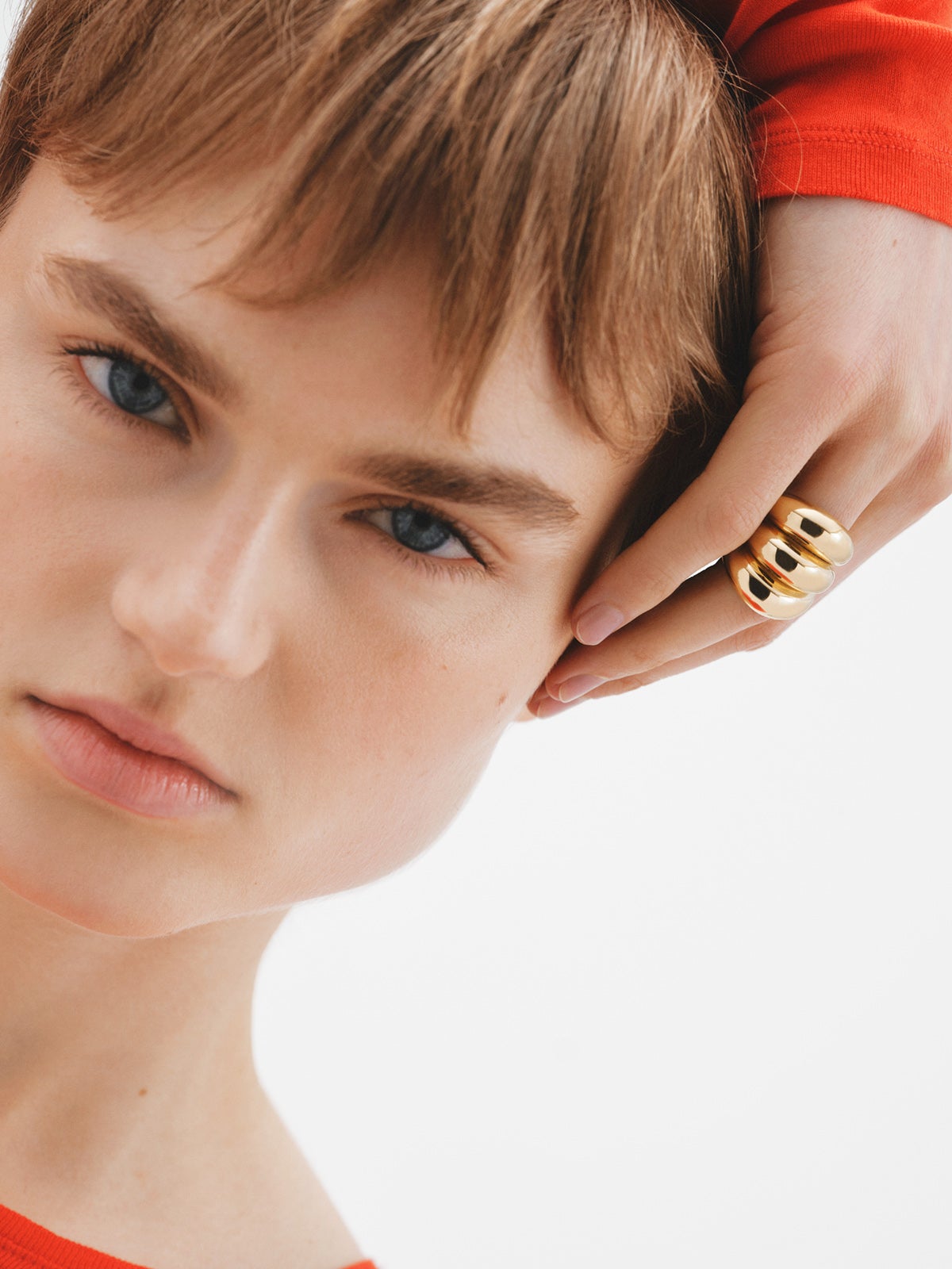 Triple ring in 925 silver plated in 18K yellow gold