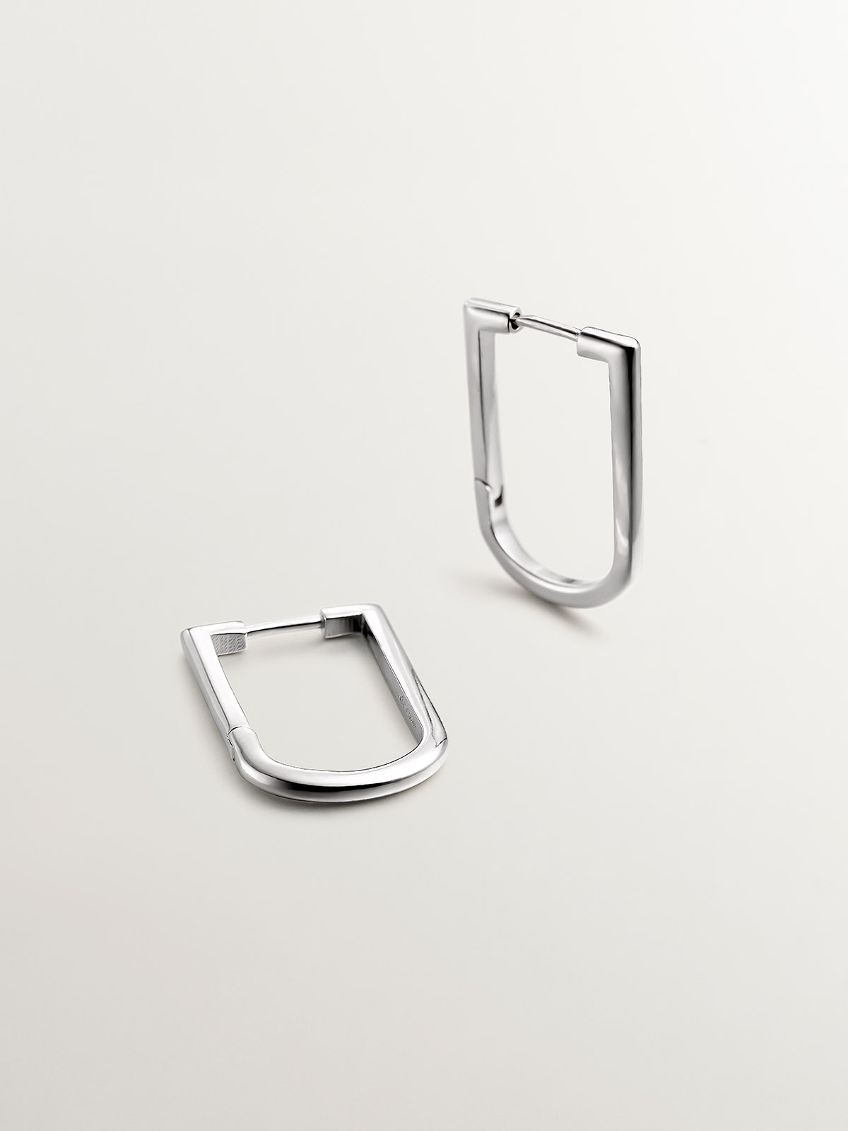925 silver semi -rectangular ring earrings