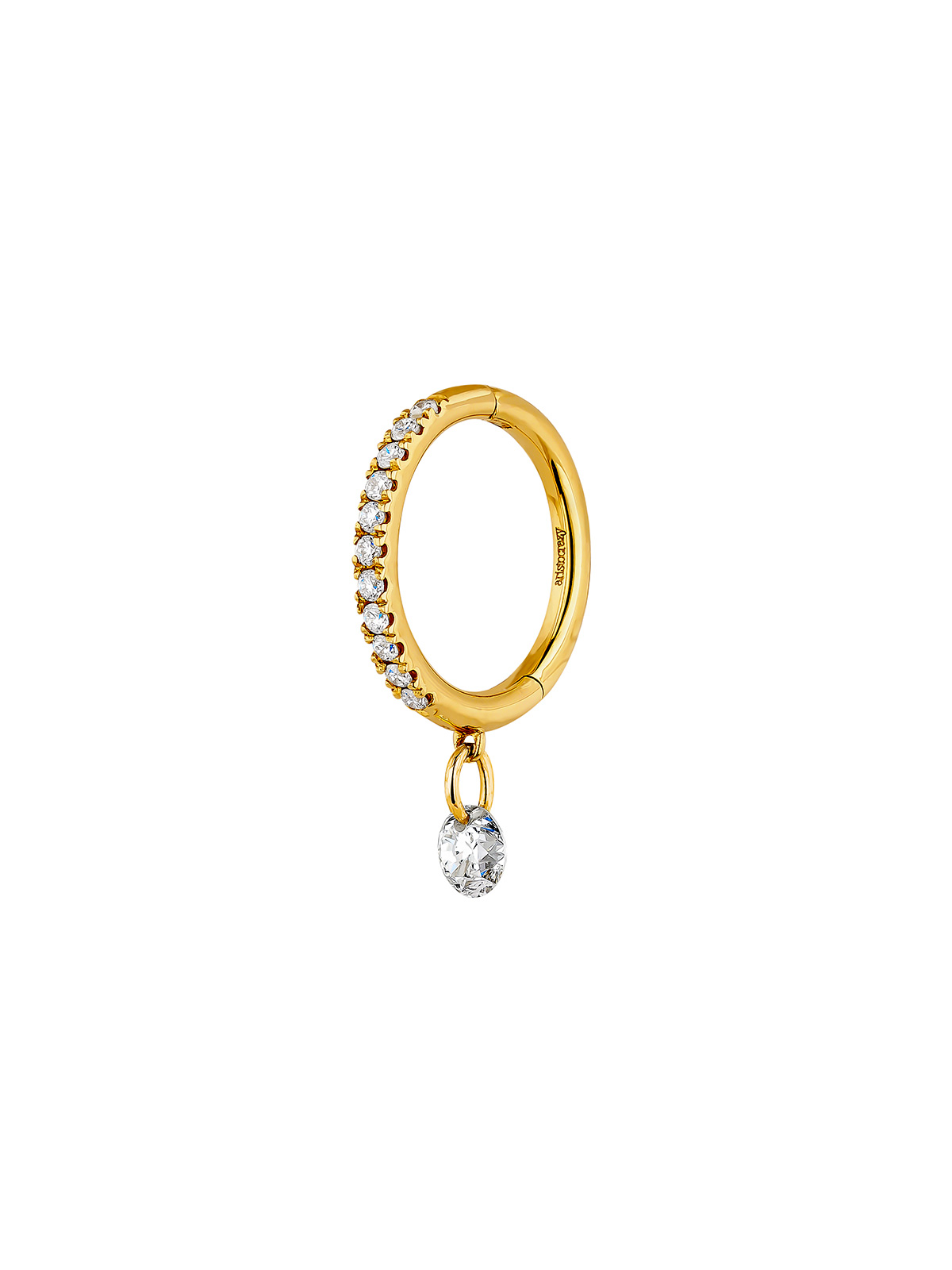 18K Yellow Gold Small Hoop Single Earring with Diamonds