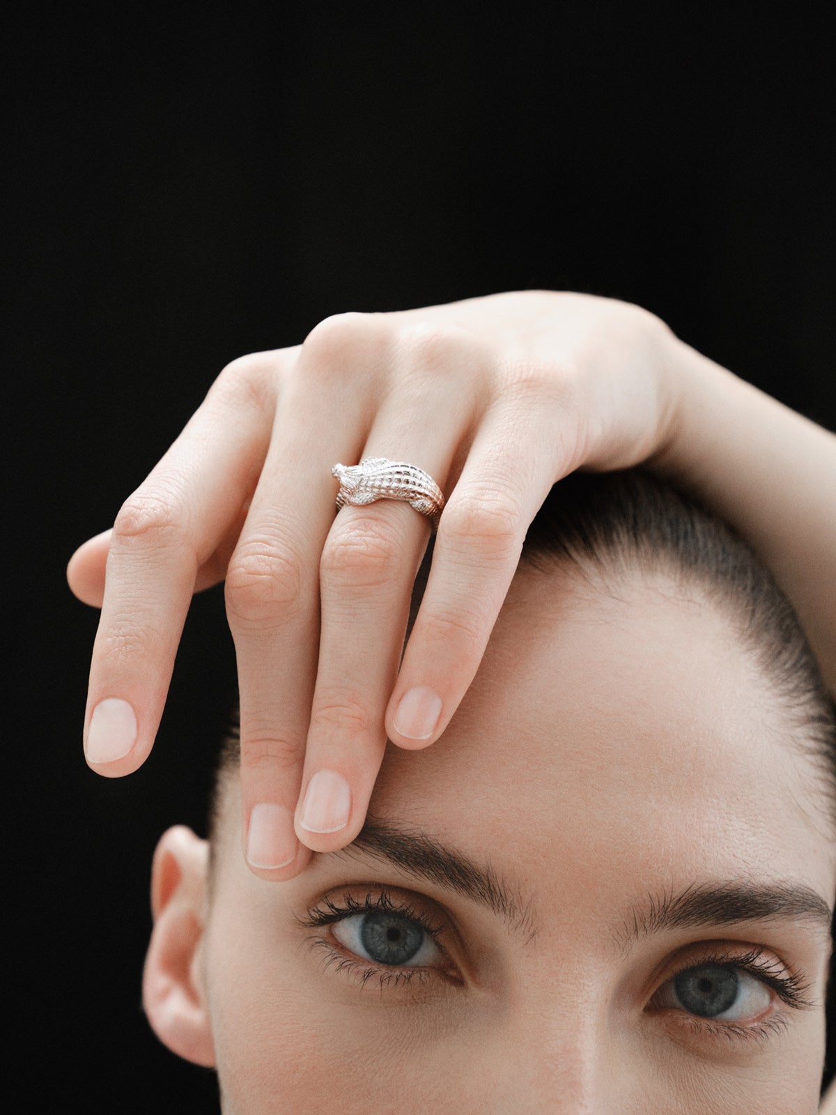 Anillo de plata 925 con forma de cocodrilo