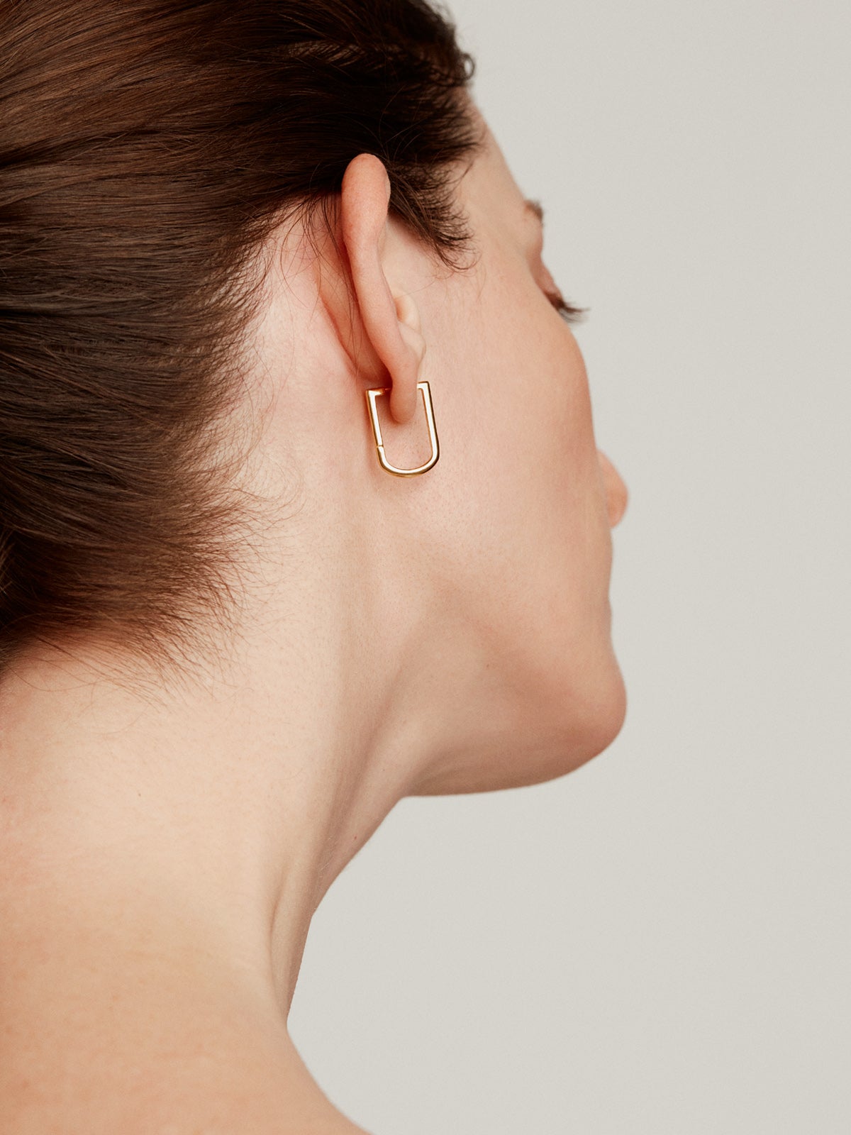 925 silver semi -rectangular ring earrings in 18k yellow gold