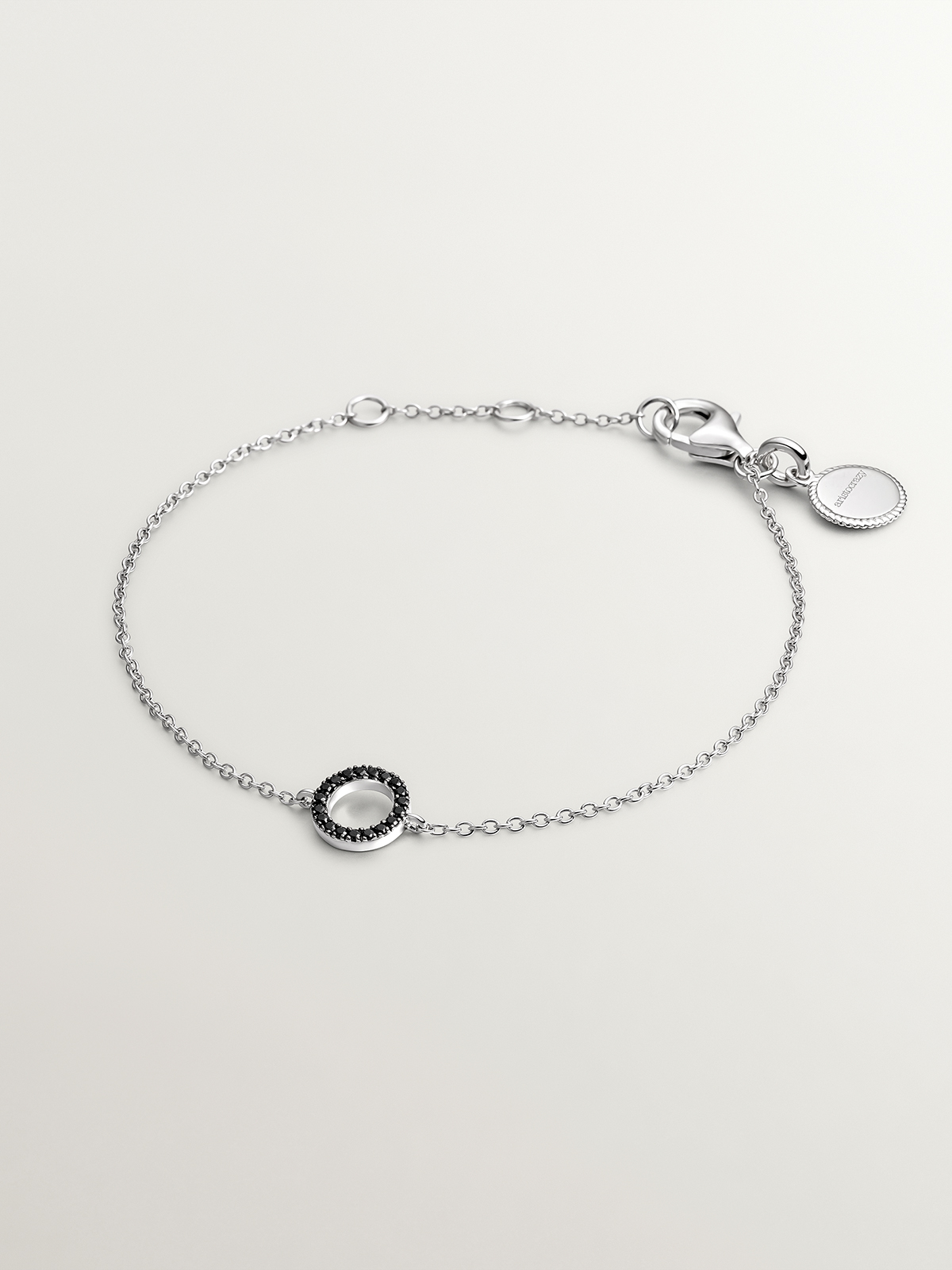 925 Silver bracelet with circle of black spinels