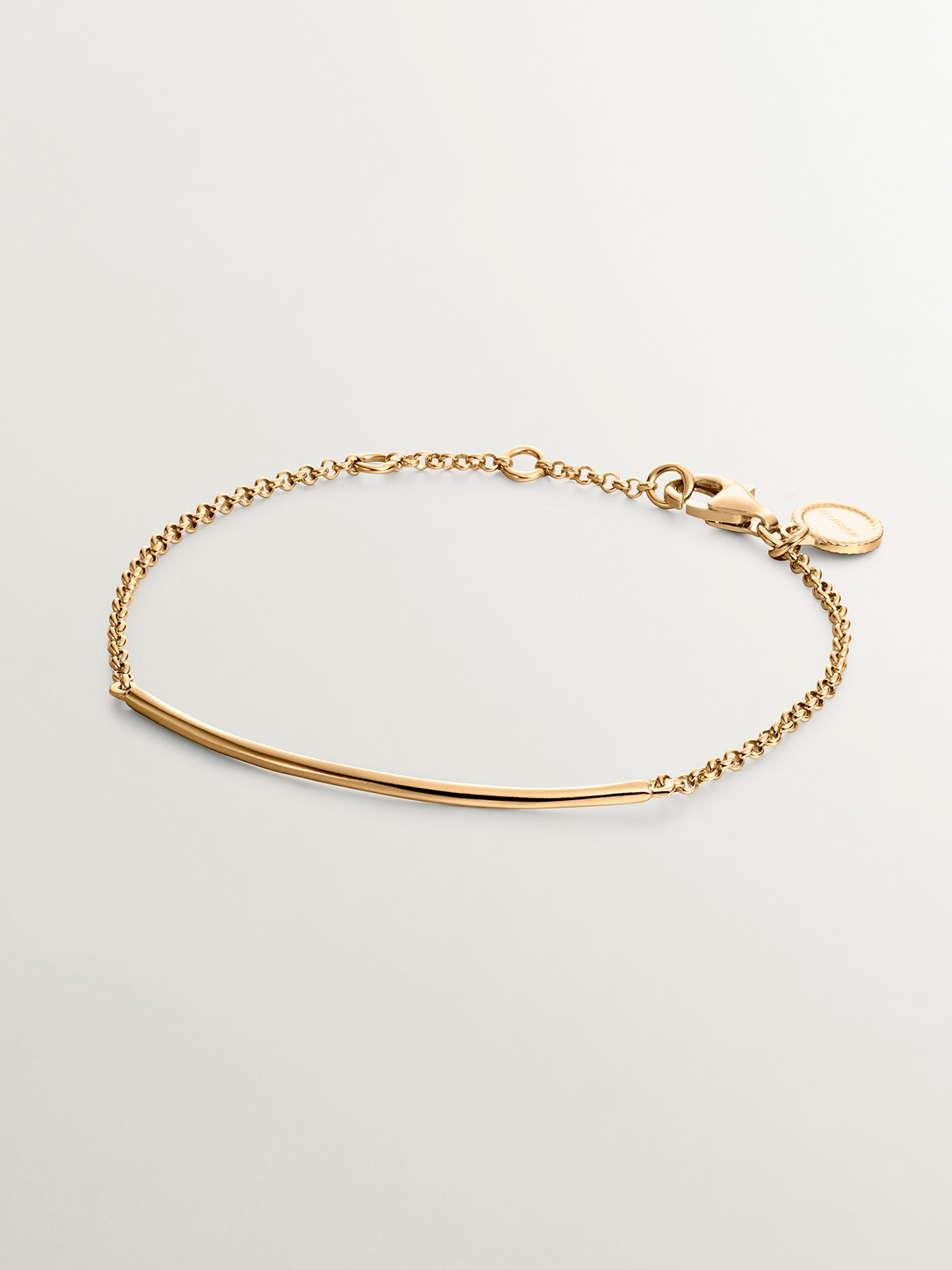 18K Yellow Gold Plated 925 Silver Bracelet with Tube Shape