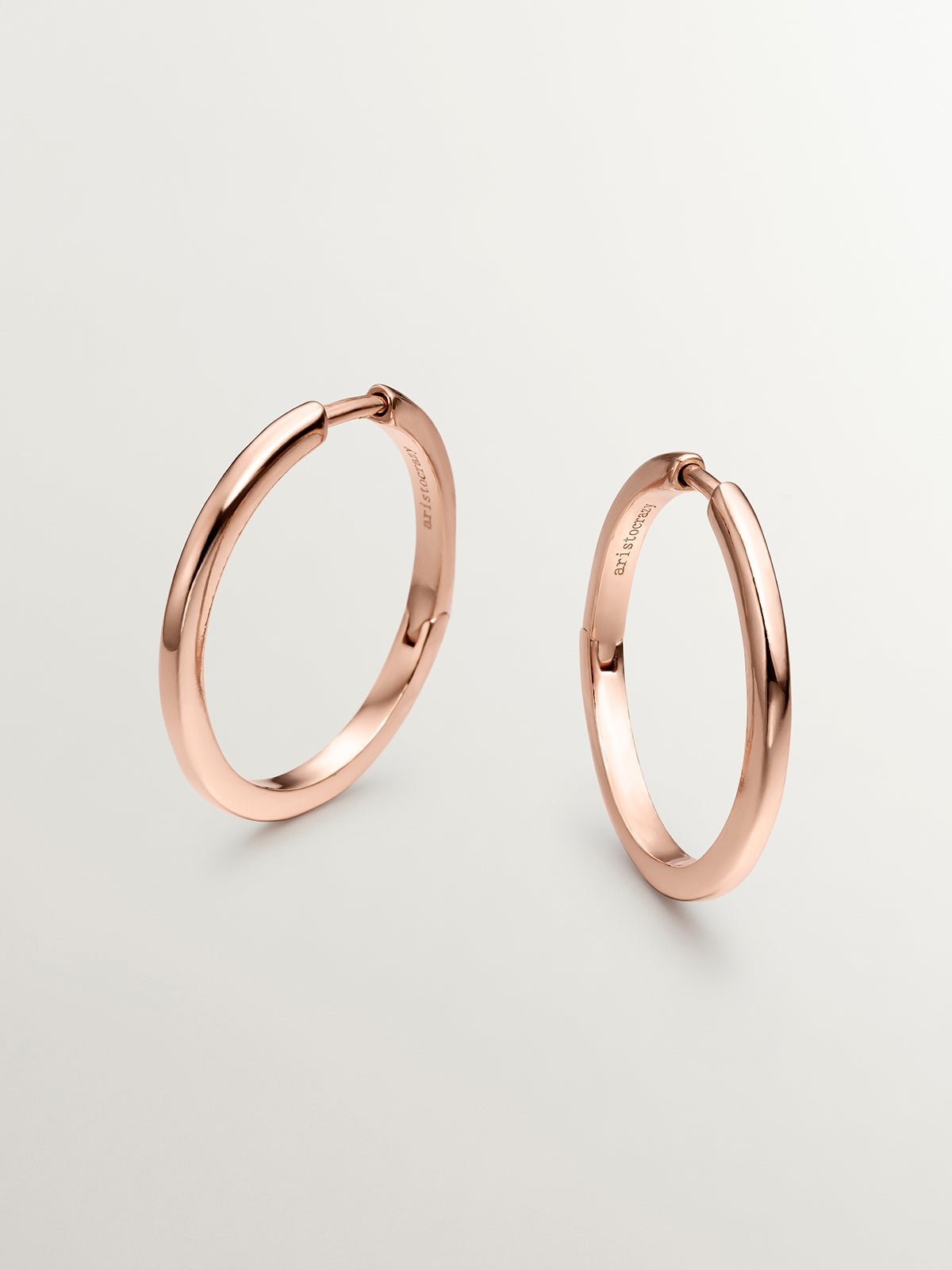 Pendientes de aro de plata 925 bañada en oro rosa de 18K 
