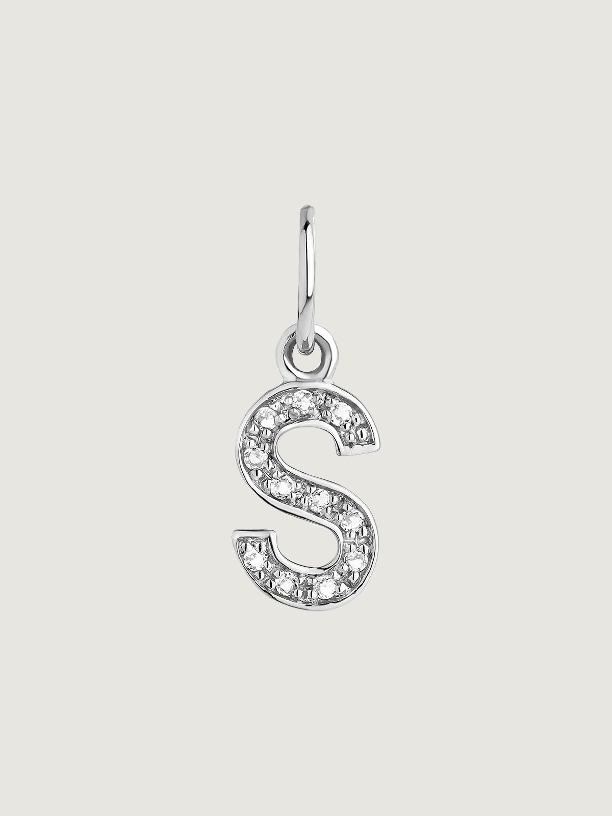 925 Silver Charm and White Topaz Initial S