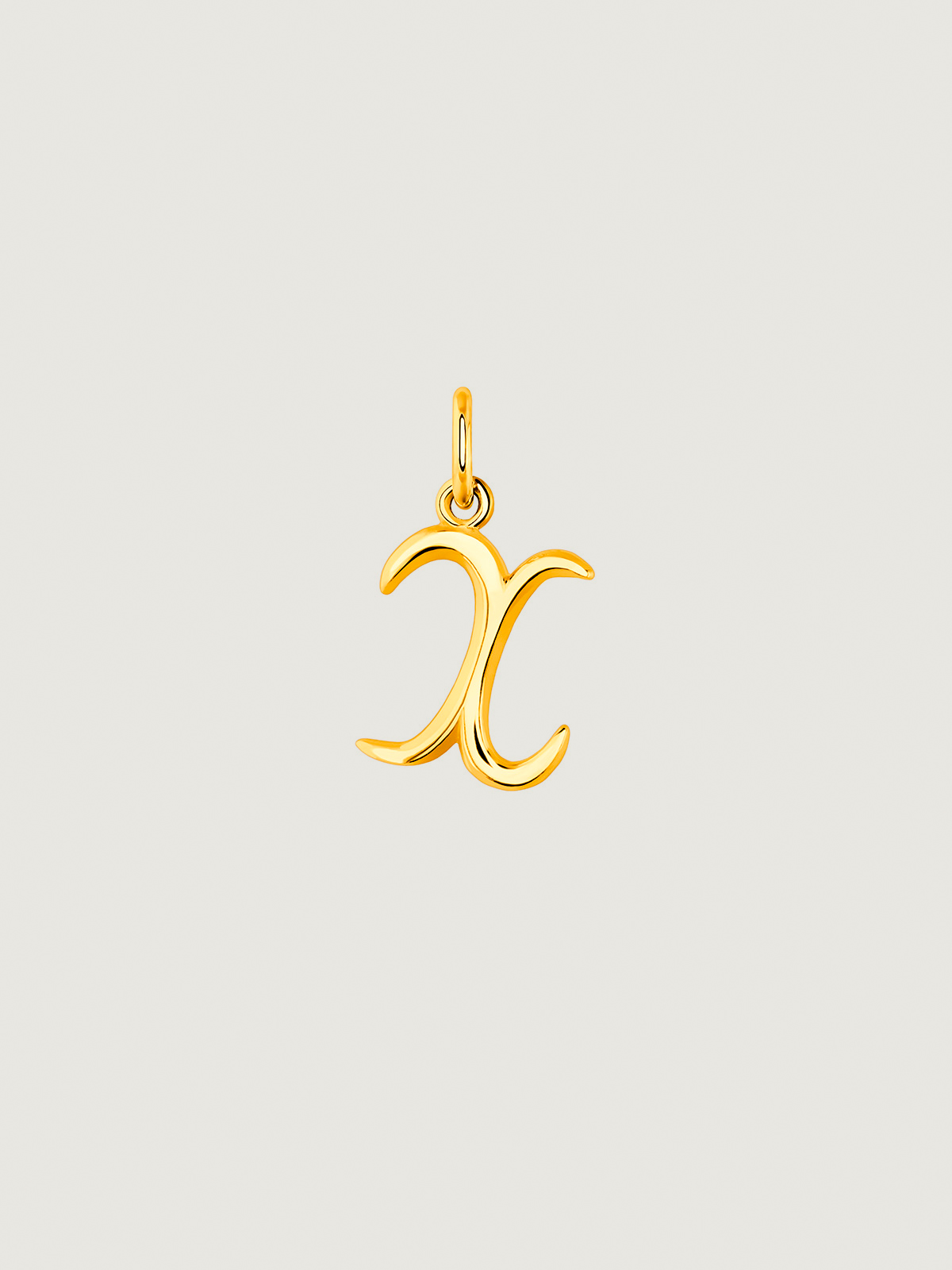 18K Yellow Gold Plated 925 Silver Charm with Initial X.