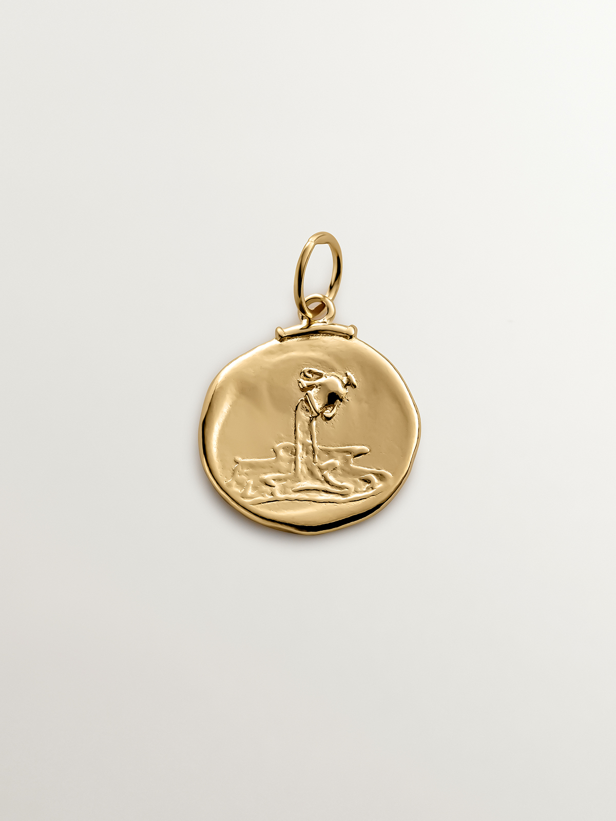 925 Silver Aquarius Charm Coated in 18K Yellow Gold