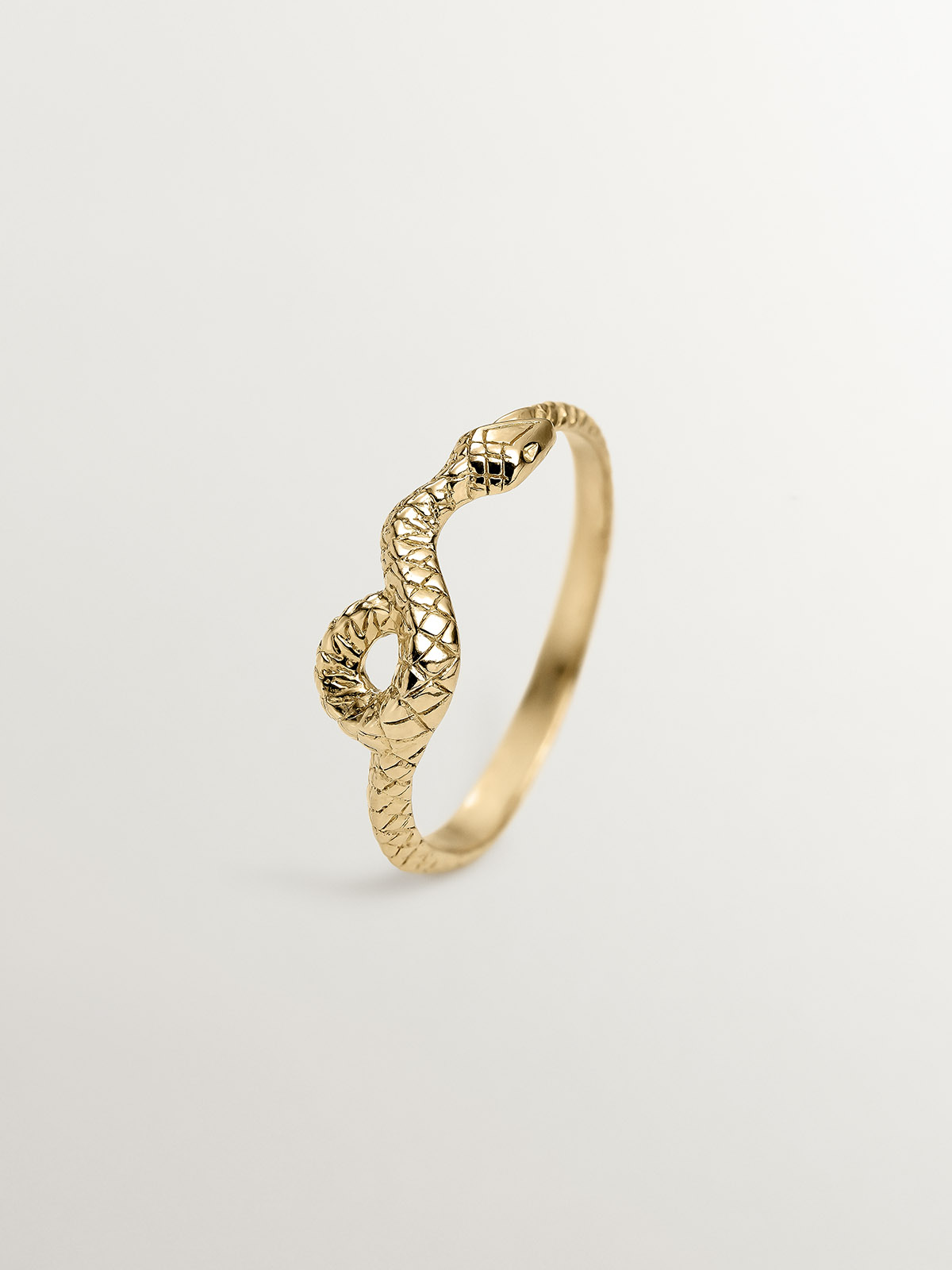 925 Silver ring coated in 18K yellow gold with a snake-shaped design.