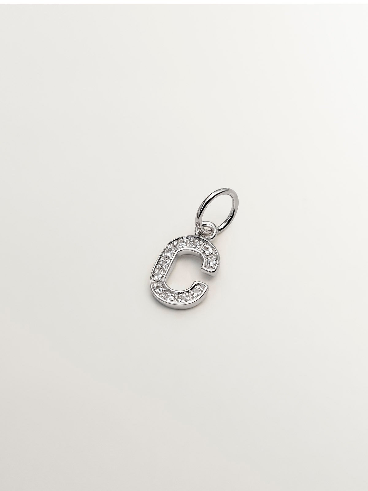 925 Silver Charm and White Topaz Initial C