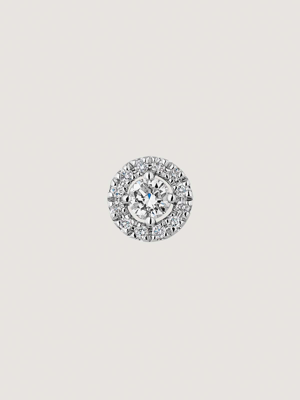 Single 18K white gold earring with diamond rosette 0.16 cts.