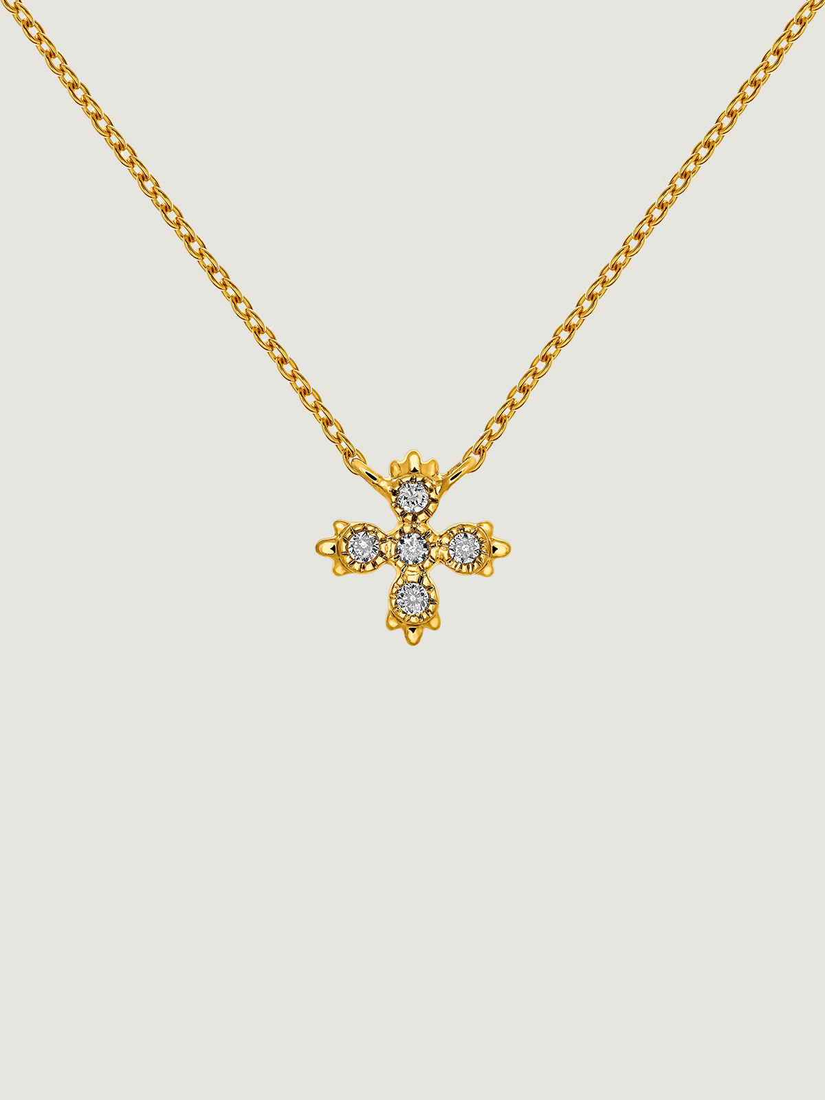 Colgante de oro amarillo de 9K con cruz de diamantes