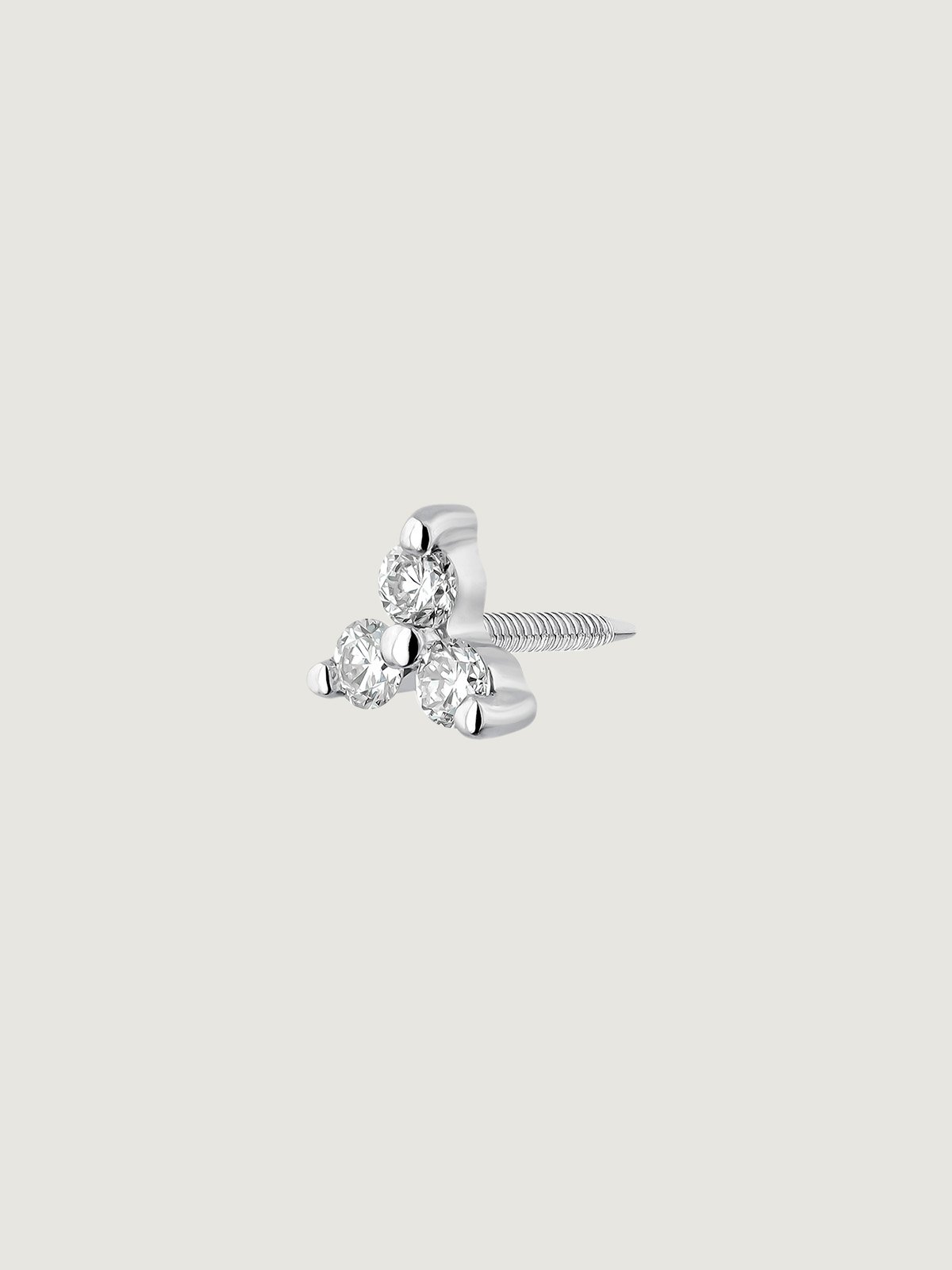18k white gold piercing with diamond clover