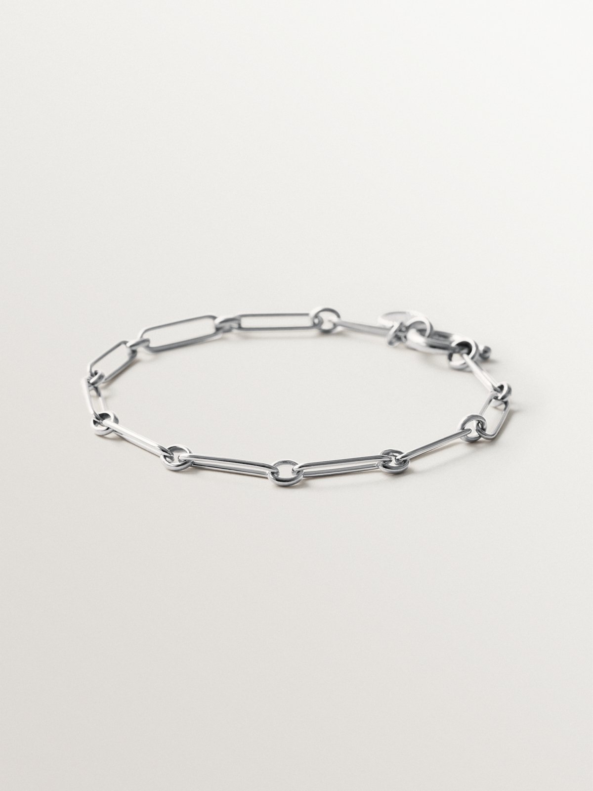 Pulsera de eslabón combinado 17 cm en plata 925 rodiada
