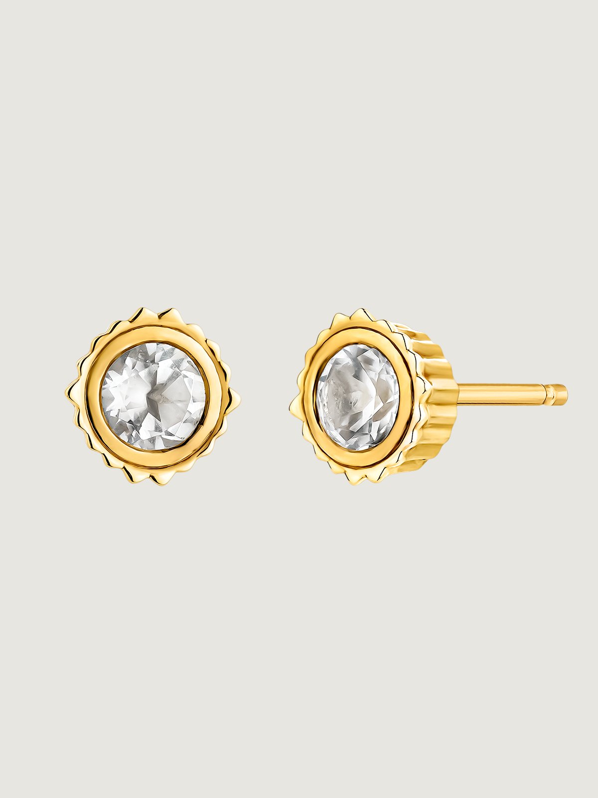 925 Silver earrings bathed in 18K yellow gold with white topaz