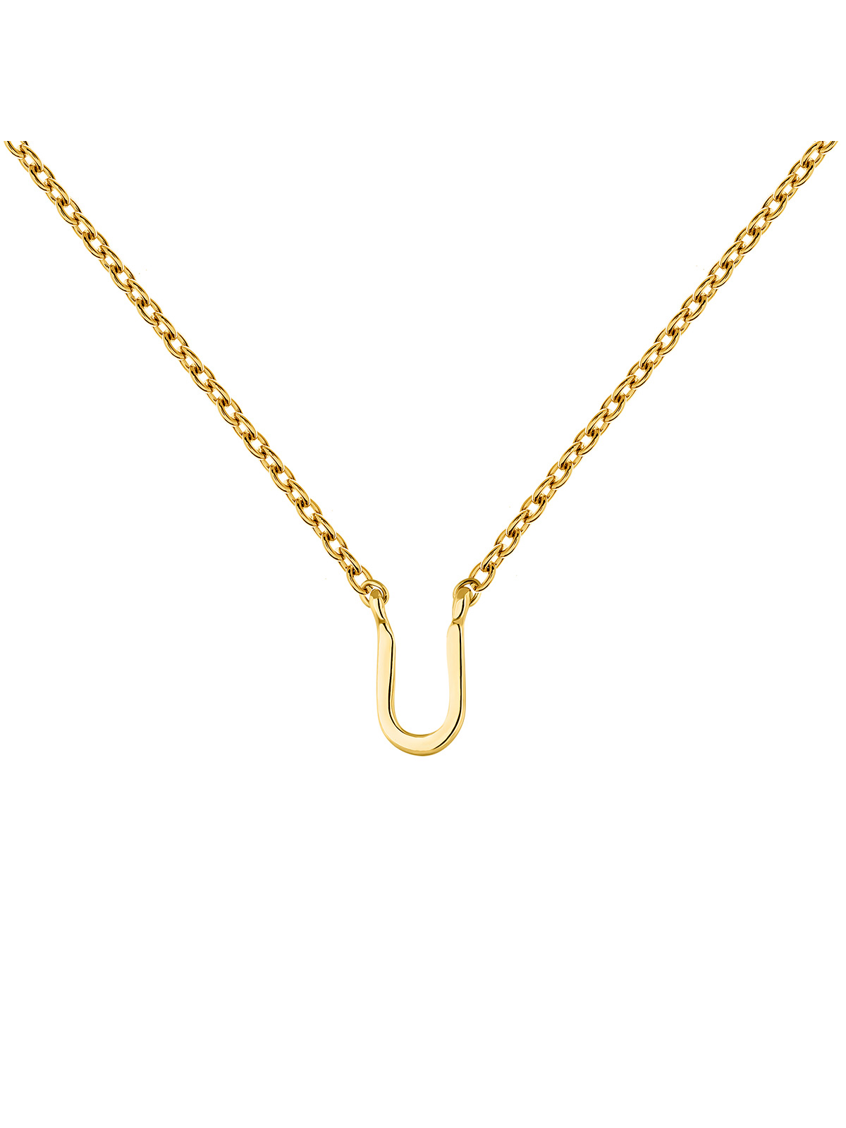 Gold Initial U necklace , J04382-02-U, mainproduct