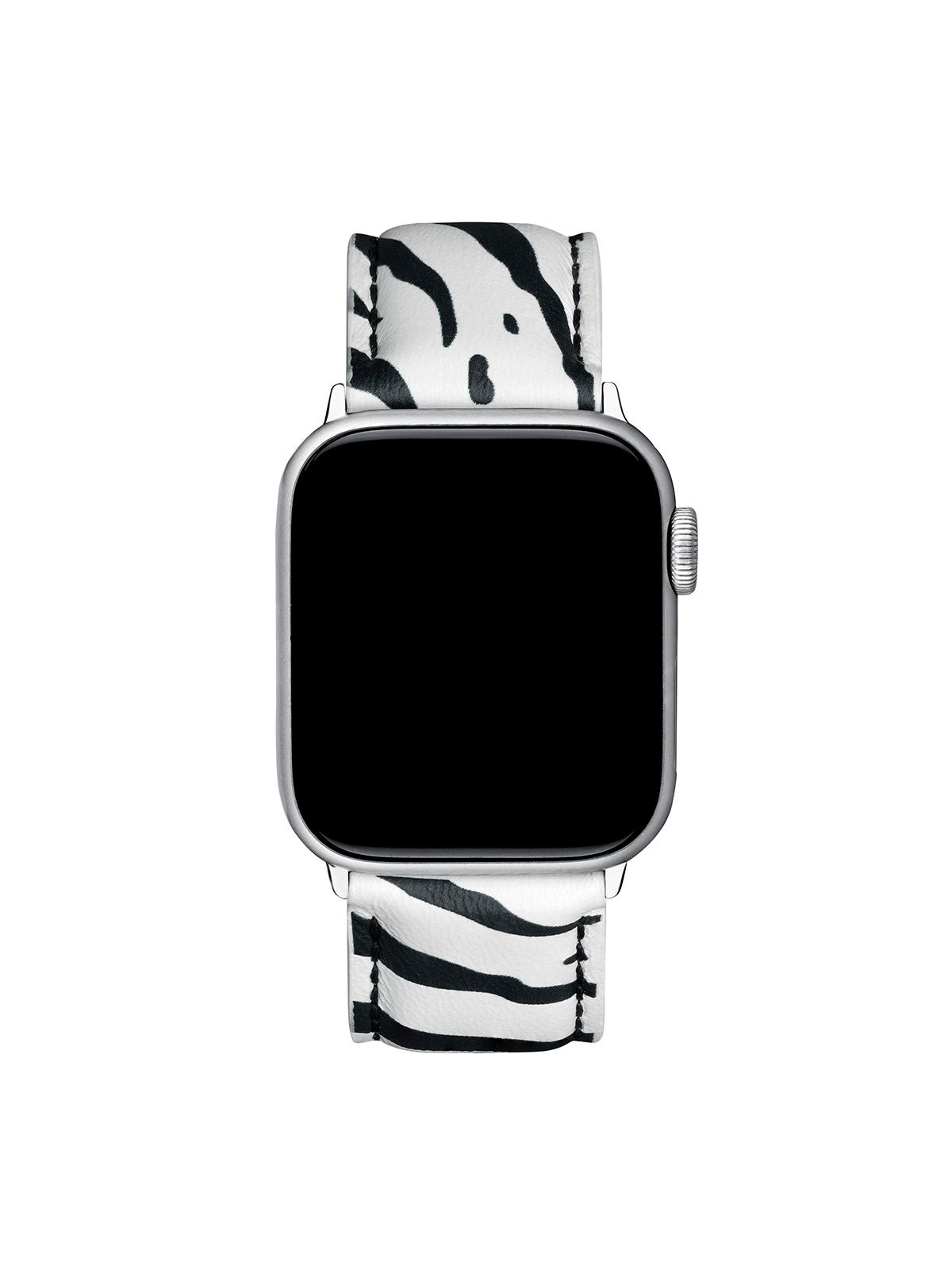 Correa para Apple Watch de cuero con estampado de cebra blanco y negro