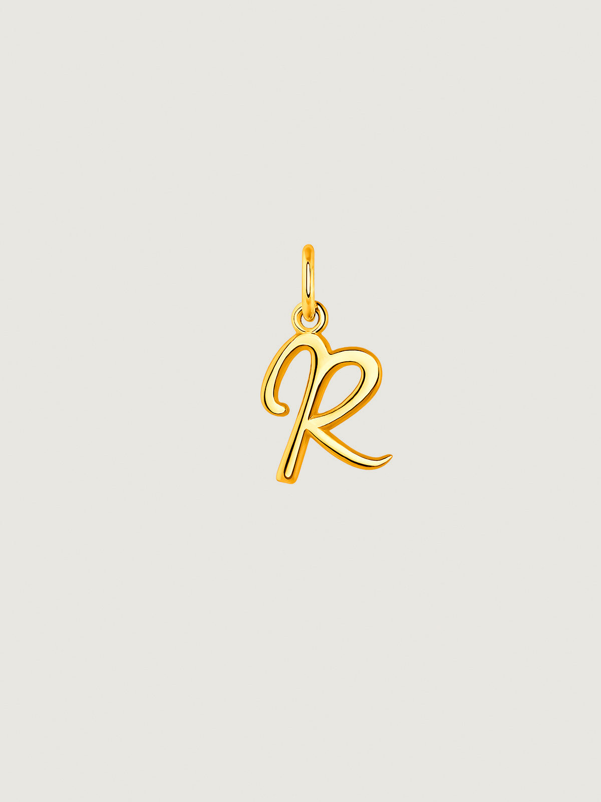 18K Yellow Gold Plated 925 Silver Charm with initial R