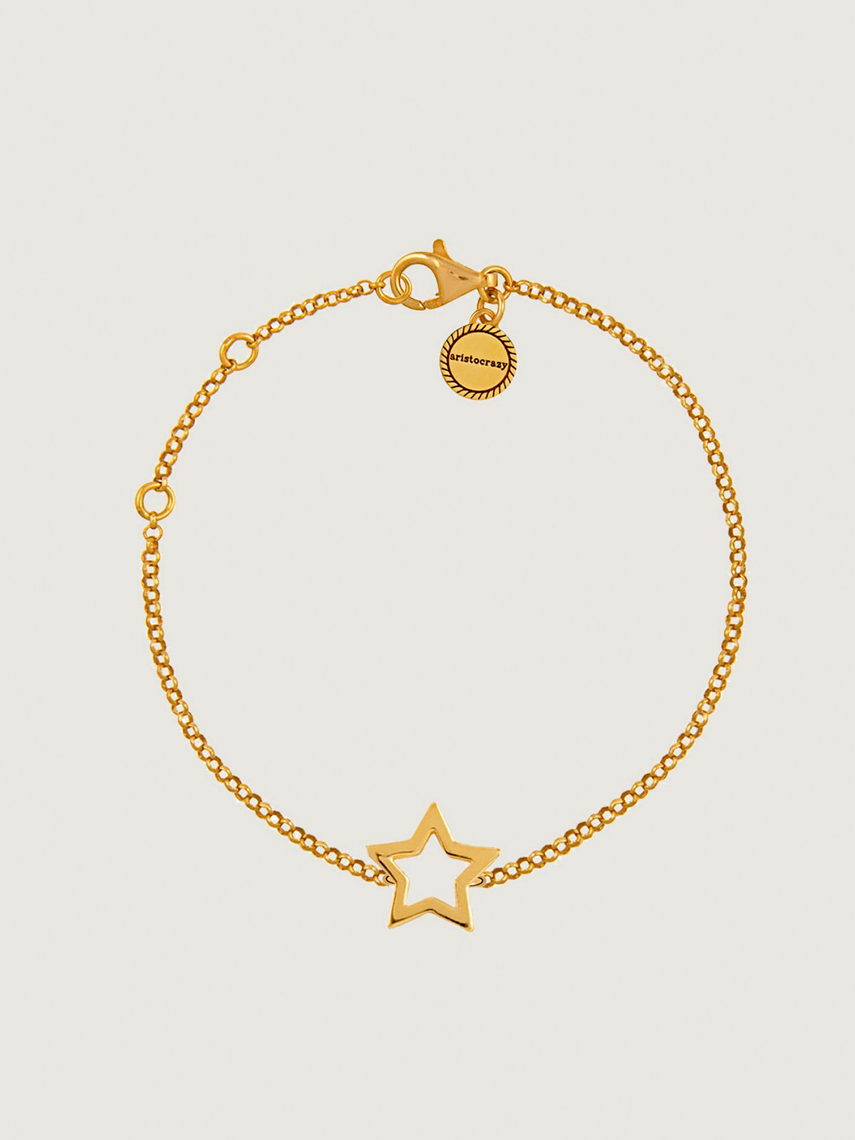 Bracelet en argent 925 plaqué or jaune 18K avec étoile