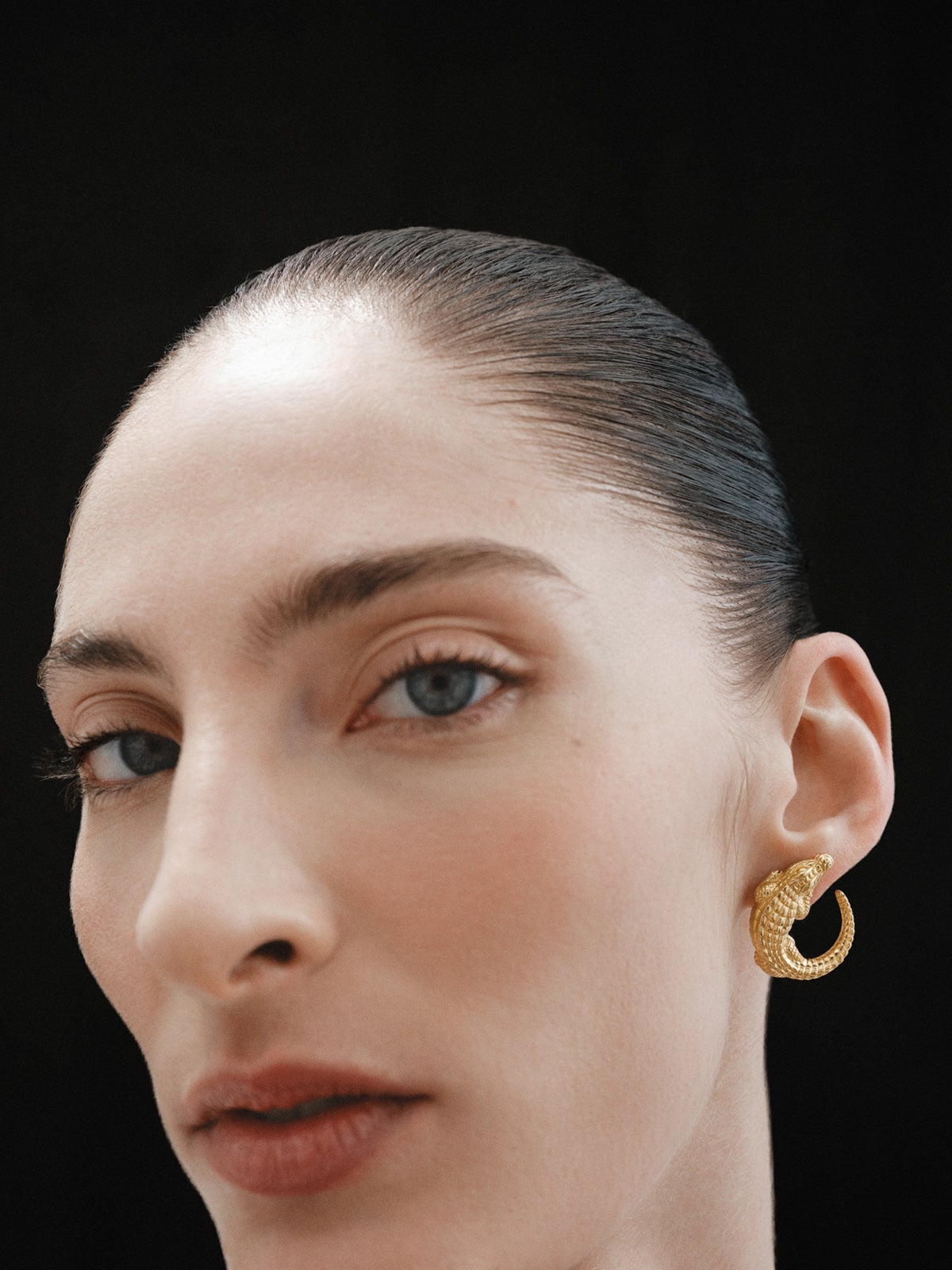 925 boucles d'oreilles en argent en or jaune 18 carats en forme de crocodile