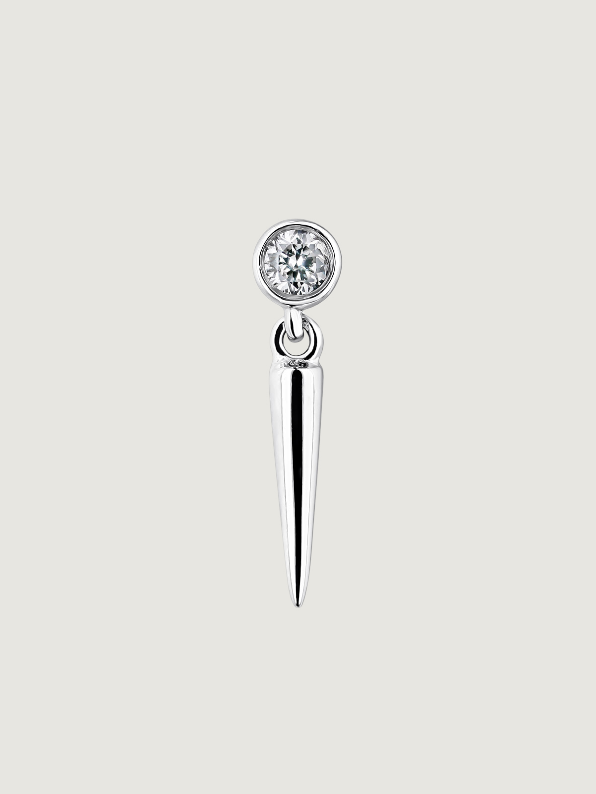Individual 18K white gold earring with spike and diamond