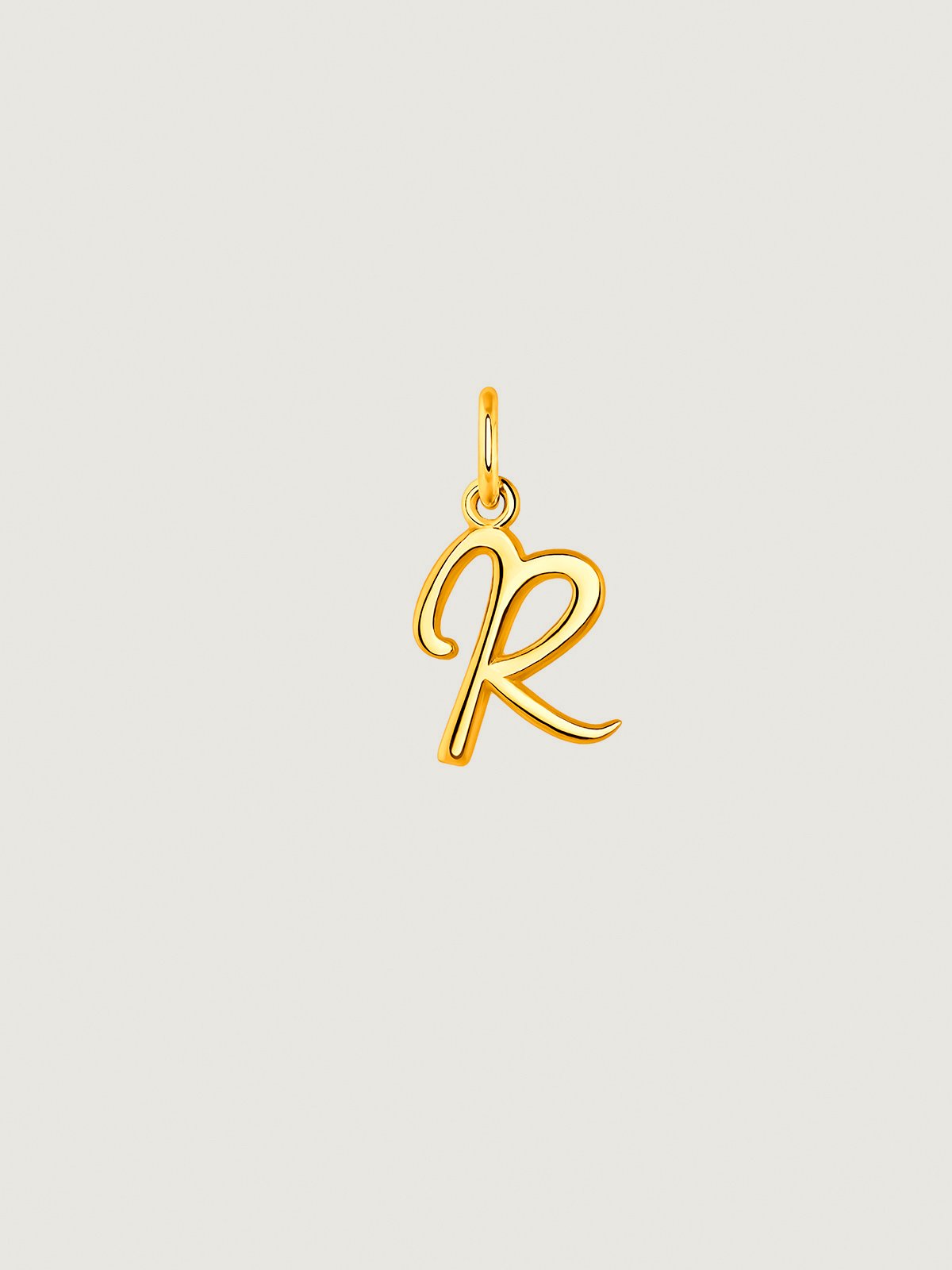 18K Yellow Gold Plated 925 Silver Charm with initial R