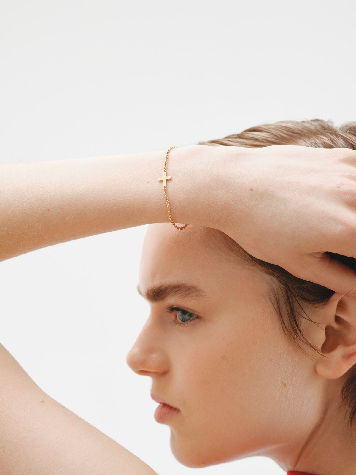 925 Silver bracelet bathed in 18K yellow gold with cross