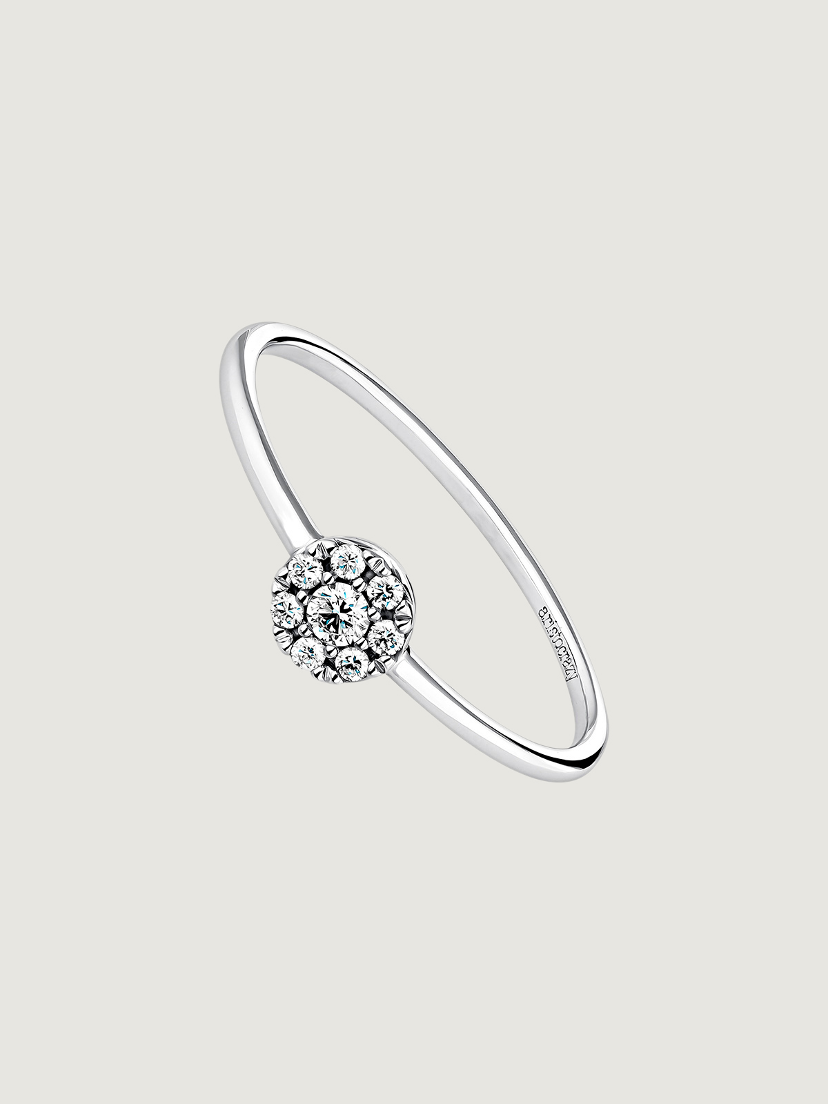 18K white gold ring with diamond rosette 0.10 cts