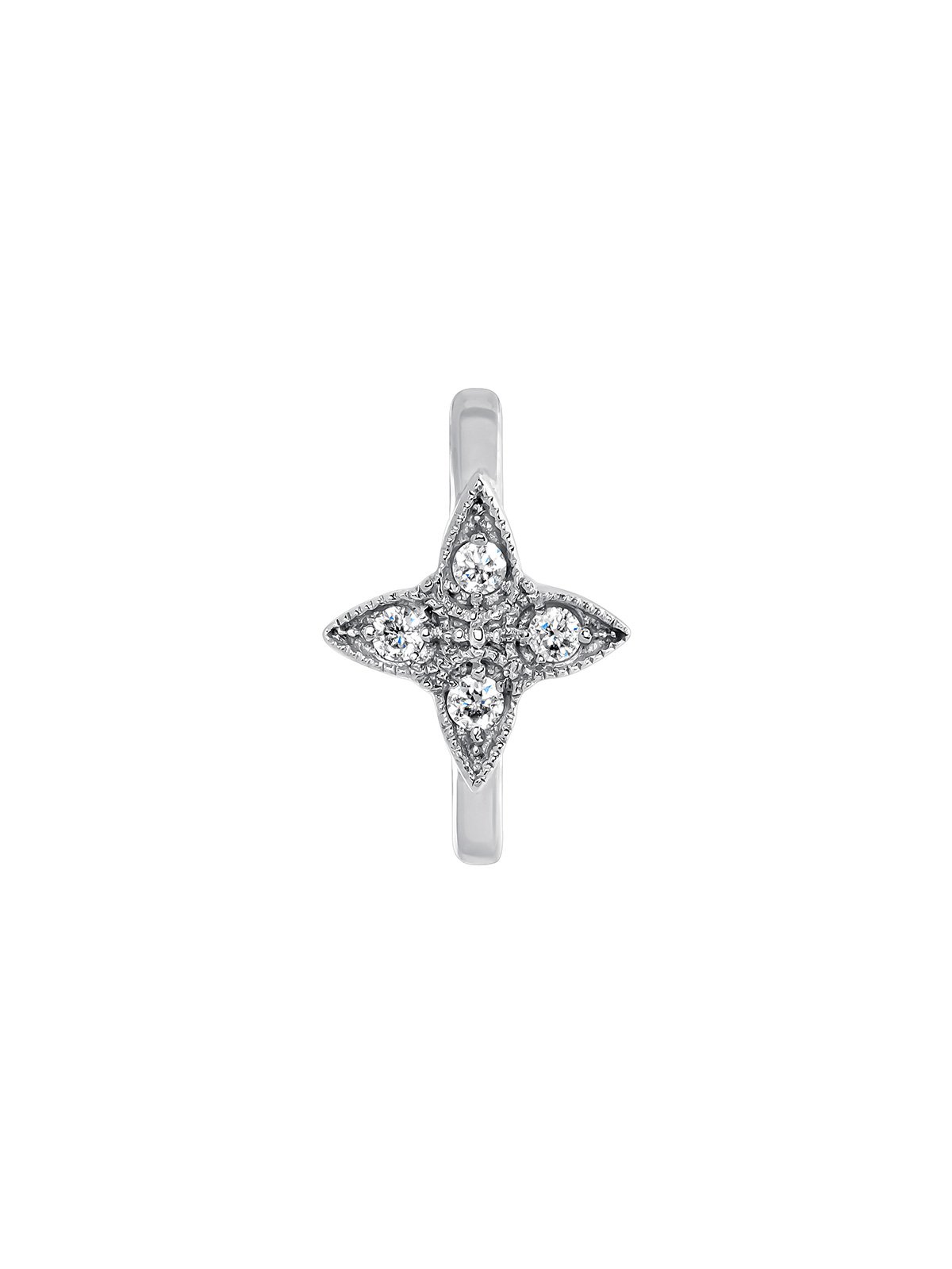 Pendiente individual de oro blanco de 9K con estrella y diamantes