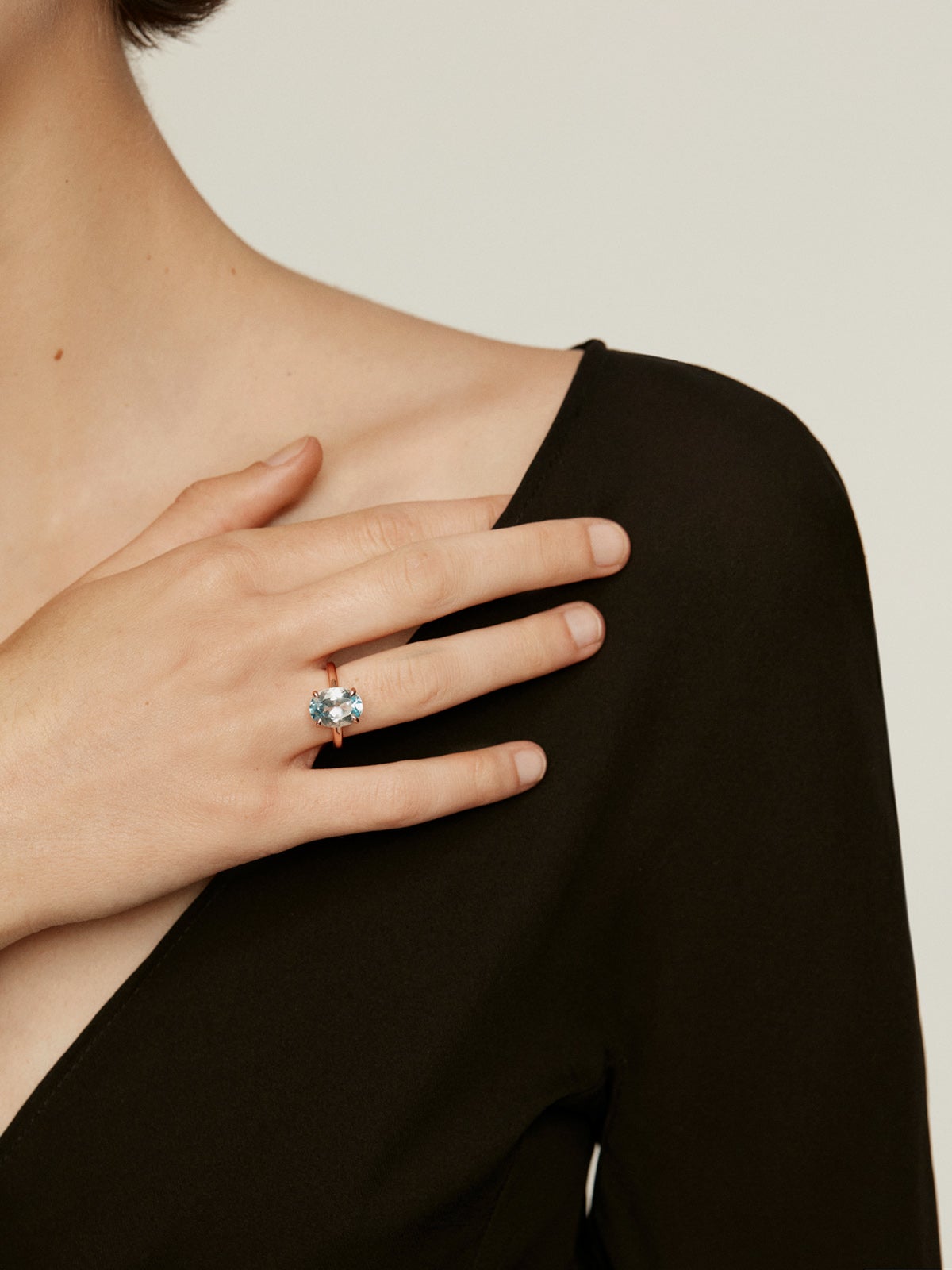Bague en argent 925 plaqué or rose 18K avec quartz vert