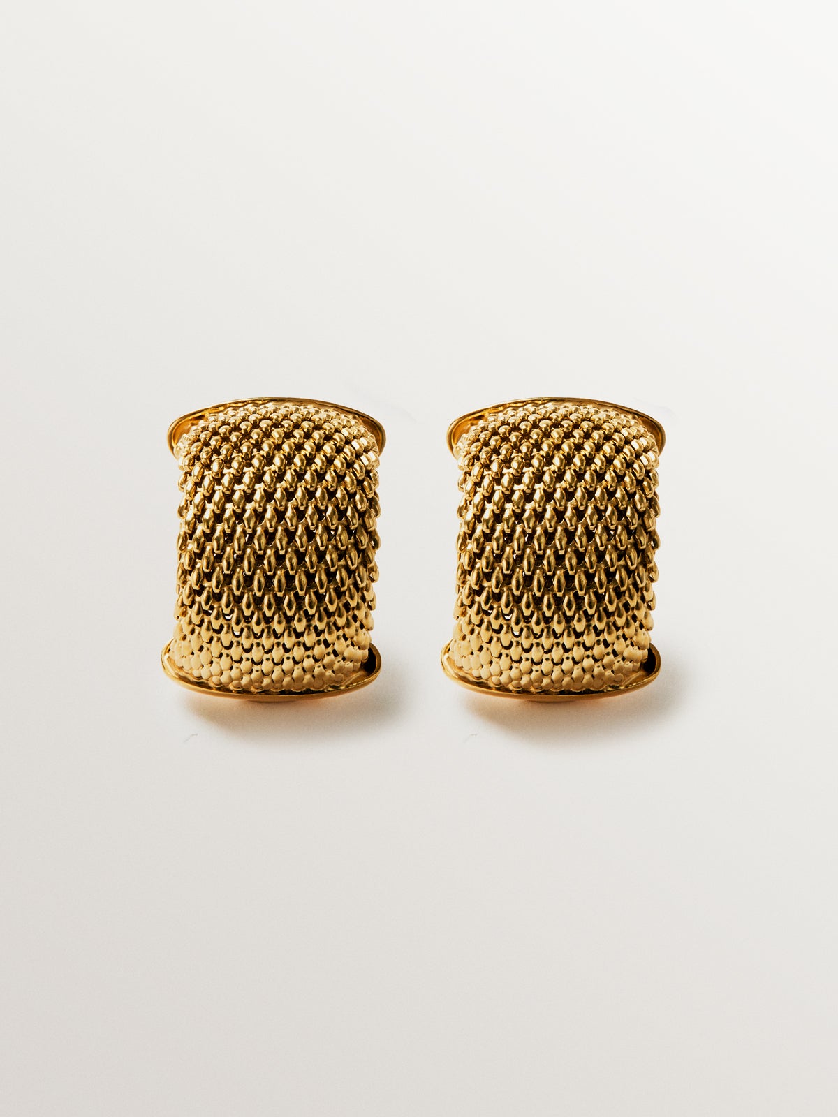 Boucles d'oreilles créoles en argent 925 plaqué or jaune 18 carats avec maille