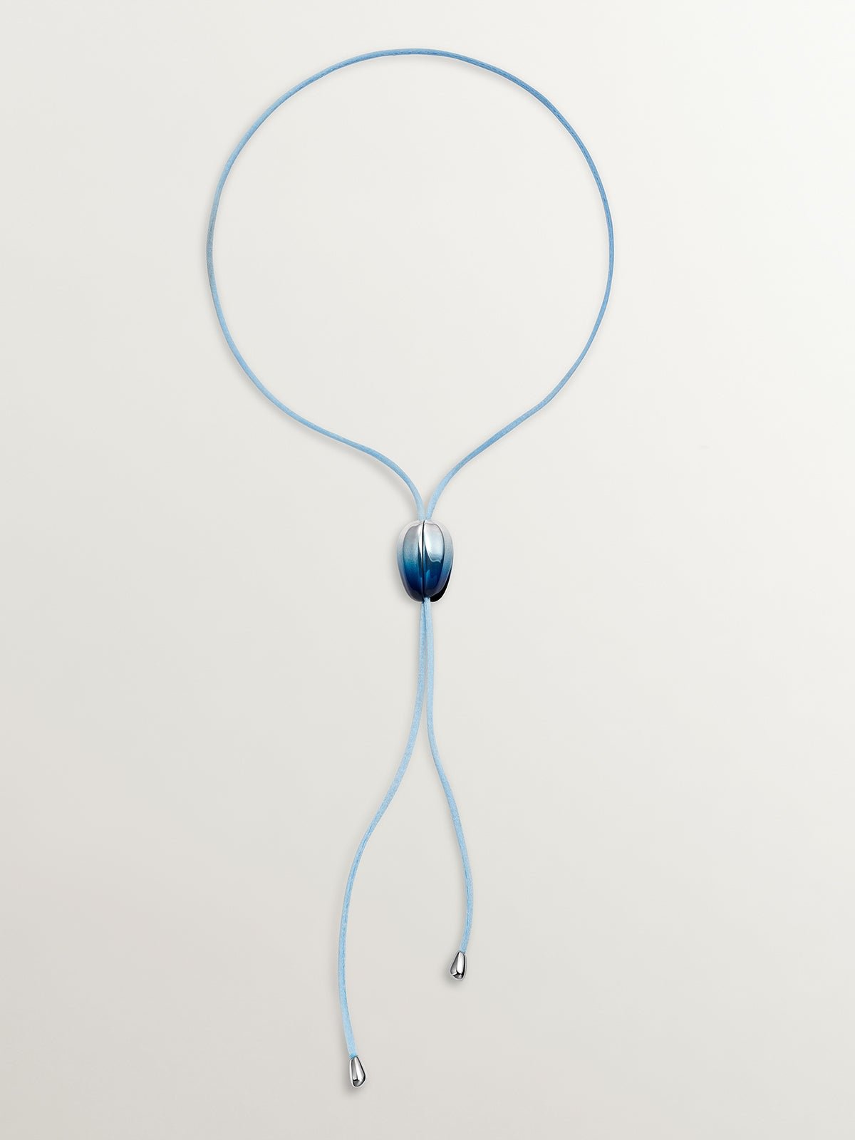 Collar de cordón y plata 925 con forma de orquídea, esmalte azul degradado y efecto pulido