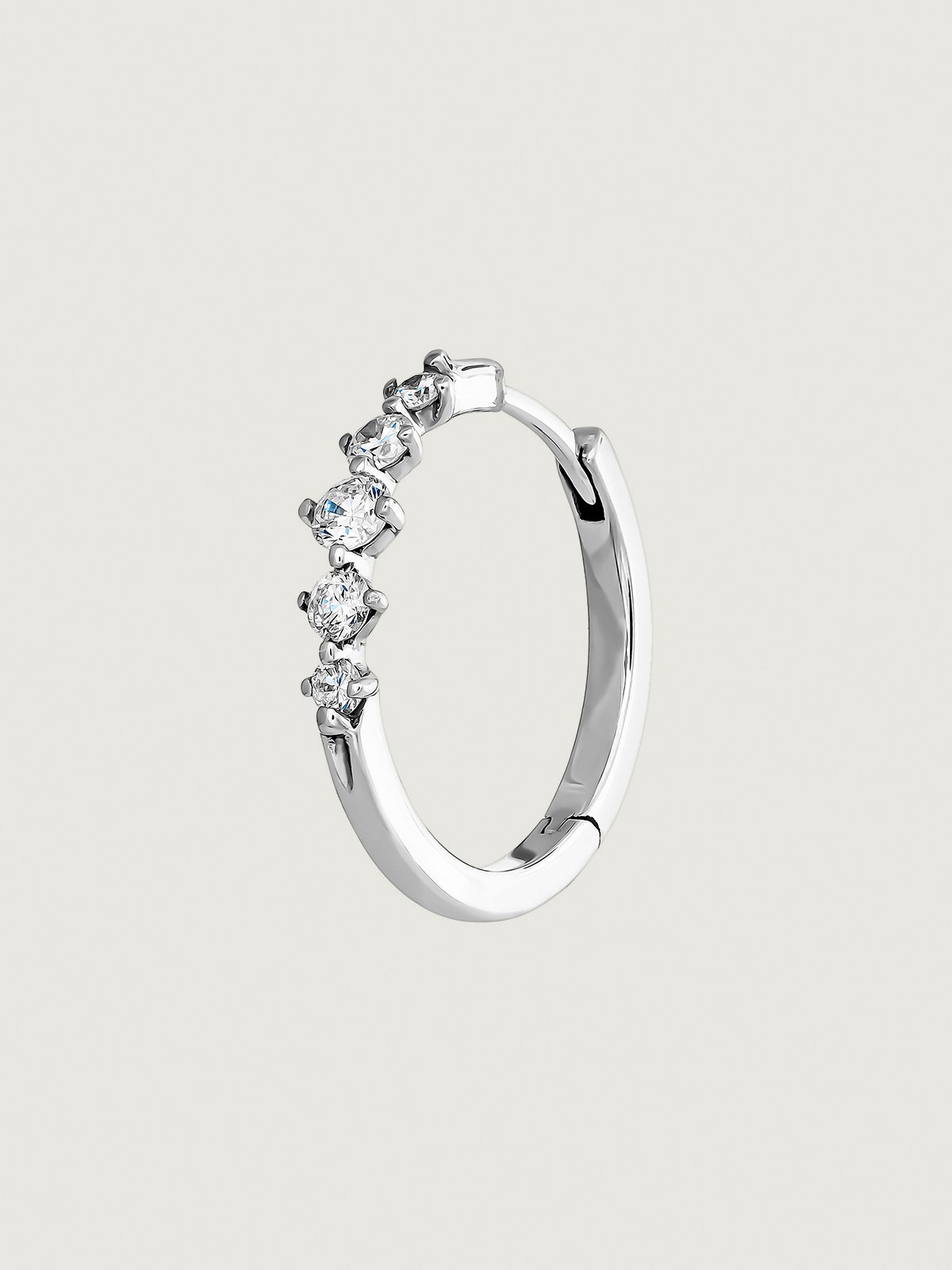 18k white gold single hoop earring with diamonds 0.016 cts