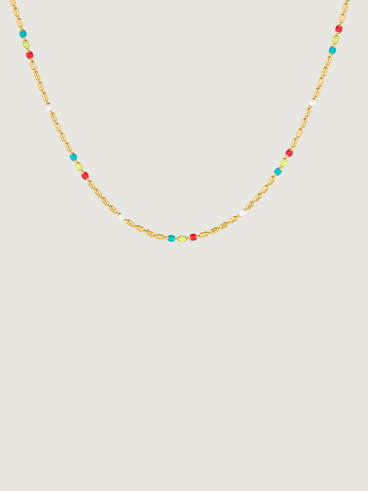 Cadena de plata 925 bañada en oro amarillo de 18K con esmalte multicolor