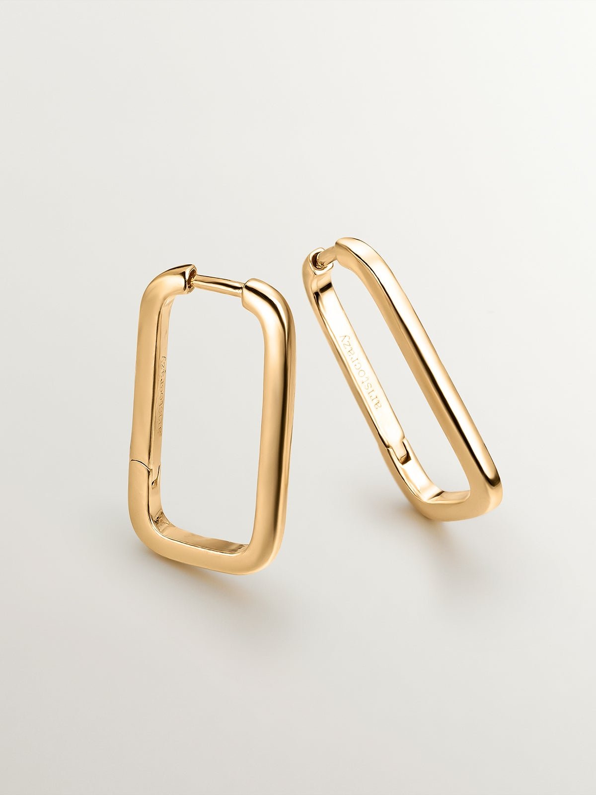Pendientes rectangulares de plata 925 bañada en oro amarillo de 18K