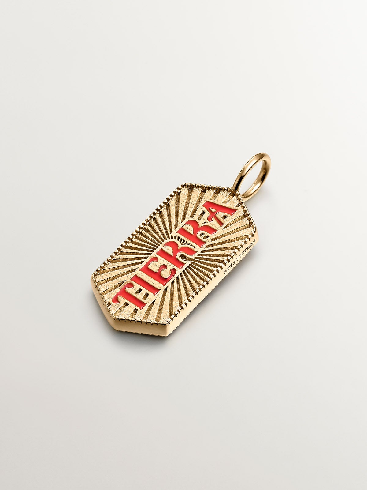 925 silver charm bathed in 18k yellow gold with orange enamel